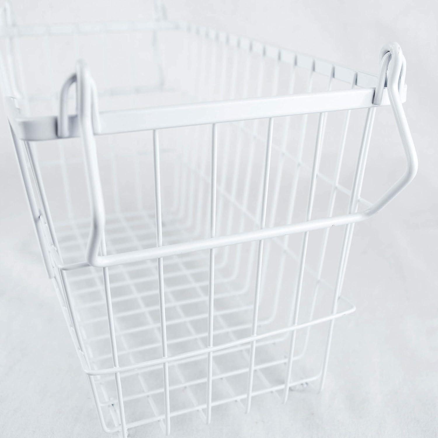 DII Metal Wire Mesh Stackable Utility Storage Bin, Small Rectangle, 13x6x7", White