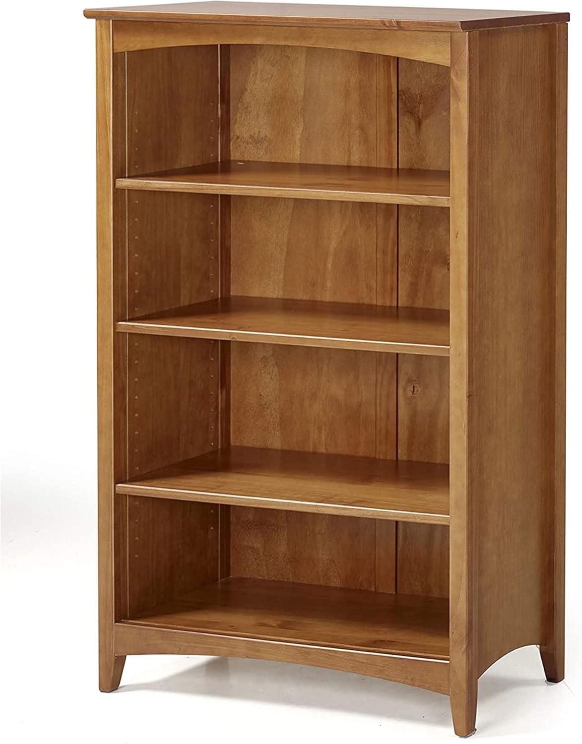 Camaflexi 48” Shaker Style 4-Shelf Wooden Bookcase Closed Back Storage Shelf, Brown
