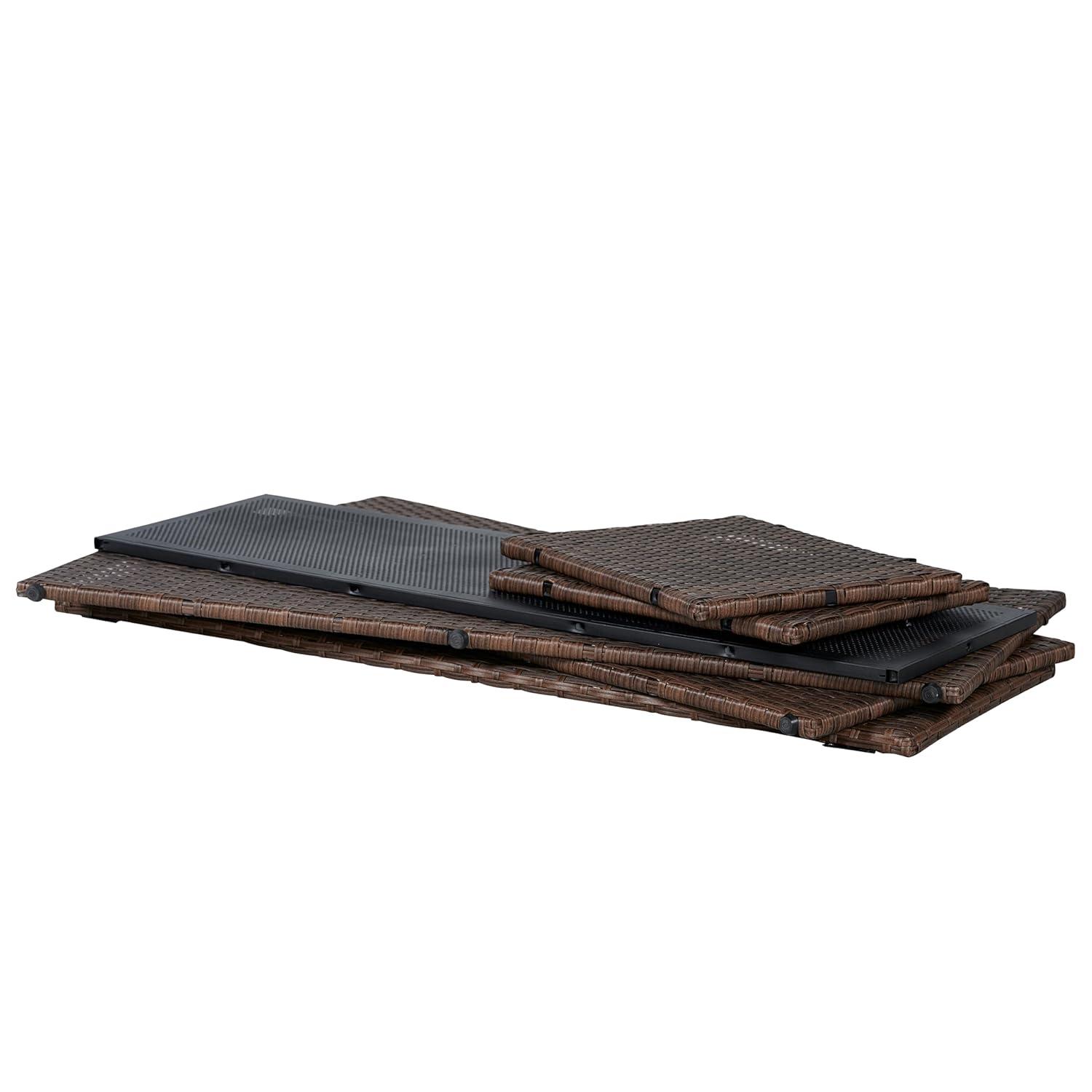 happimess Nino 47.24" Modern Minimalist Outdoor Faux Wicker Deck and Patio Storage Box, Brown