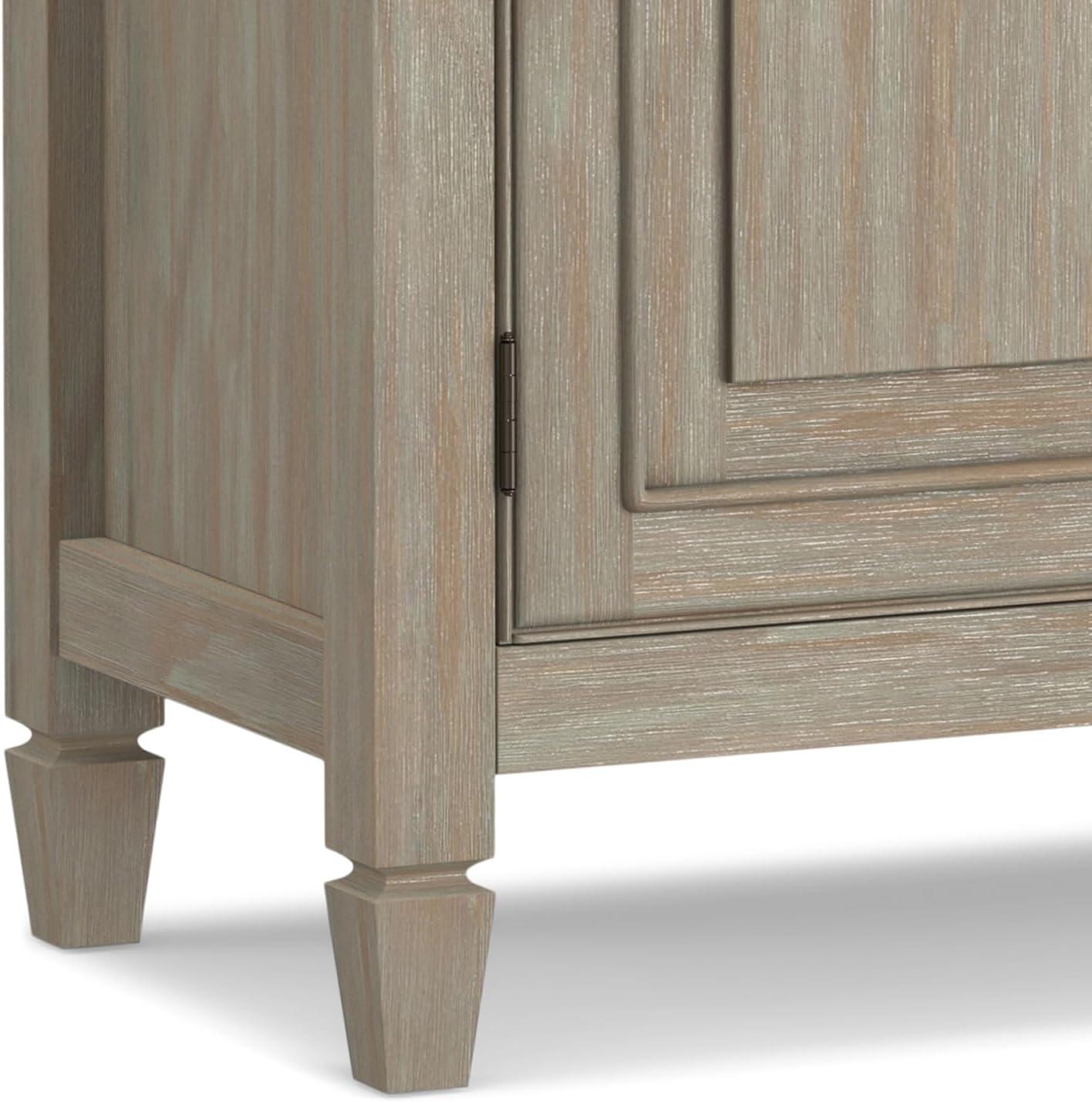 Distressed Grey Solid Wood Freestanding Storage Cabinet with Adjustable Shelving