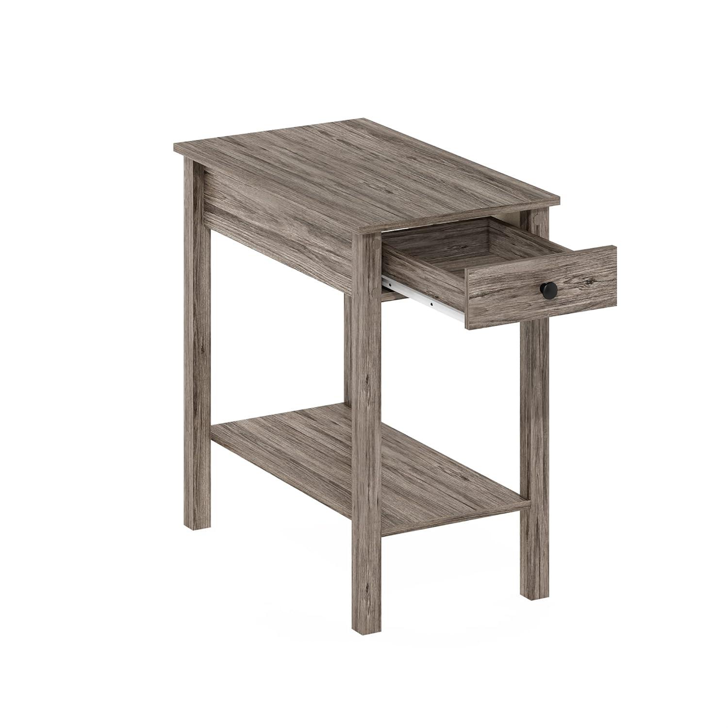 Furinno Montale Rectangular Side Table with Drawer, Rustic Oak