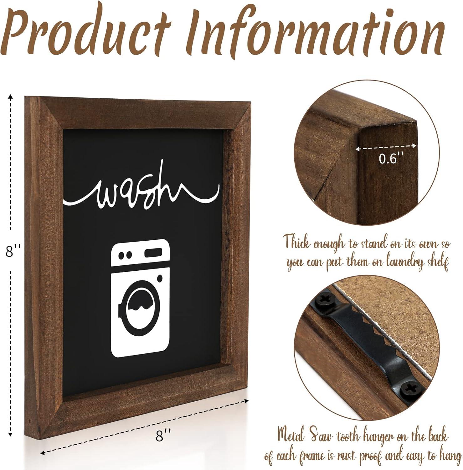 Bucherry Laundry Sign Set of HYZ01 4 Rustic Wood Wash Dry Fold Put Away Laundry Signs Wall Decor Wall Hanging Art Decor Wood Signs for Laundry Room Vintage Farmhouse Decorations for Home Supplies