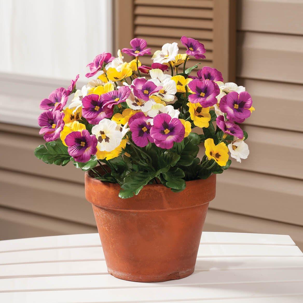 Oakridge Pansy Bushes, Set of 3 – Artificial Indoor/Outdoor Home and Garden Décor – 11” x 5” x 5” Each