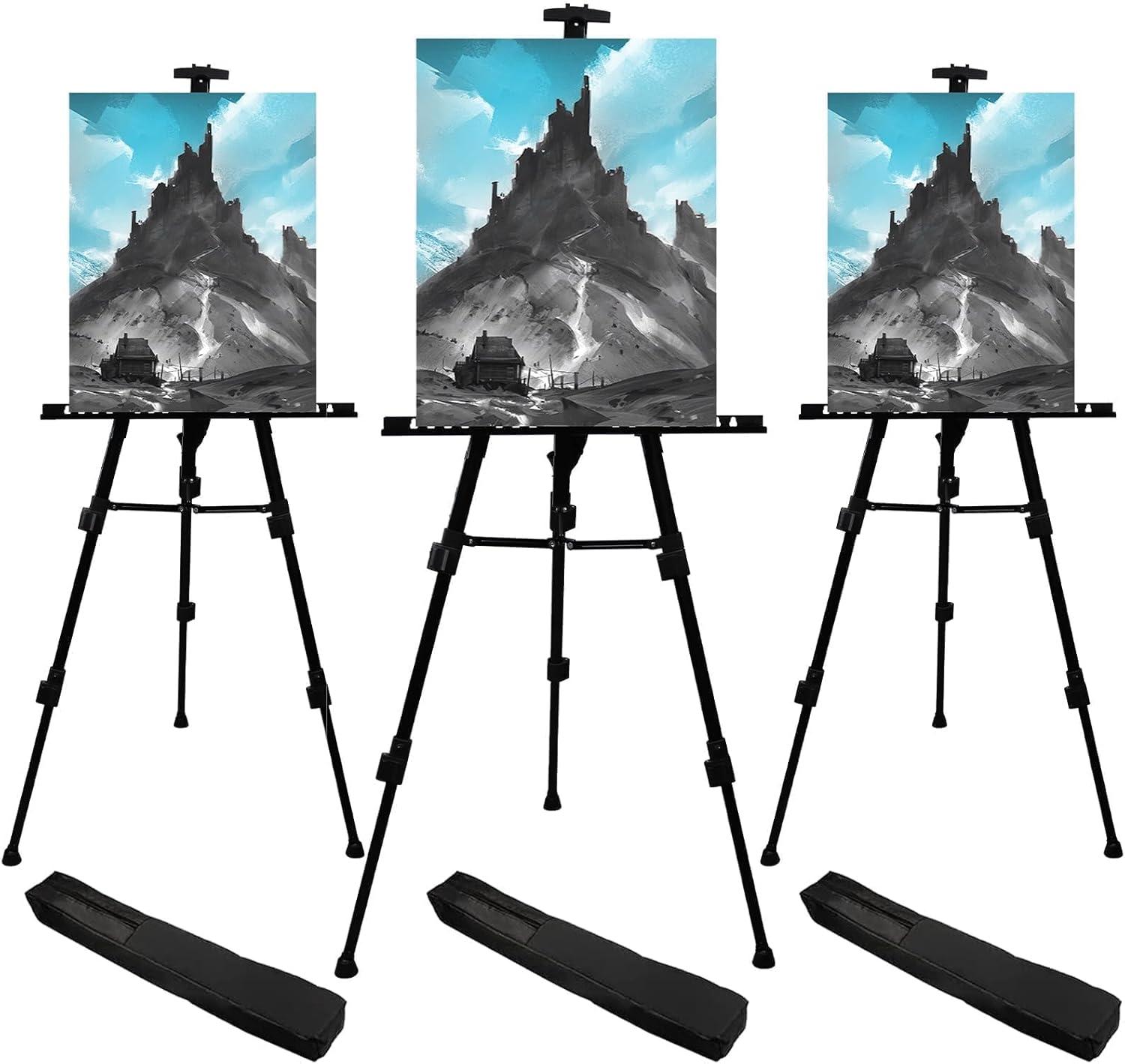 RRFTOK Art Painting Display Easel Stand,72Inches Portable Adjustable Metal Tripod with Artist Easels for Canvases Height from 22-72”for Table-Top/Floor Paint and Displaying,Black