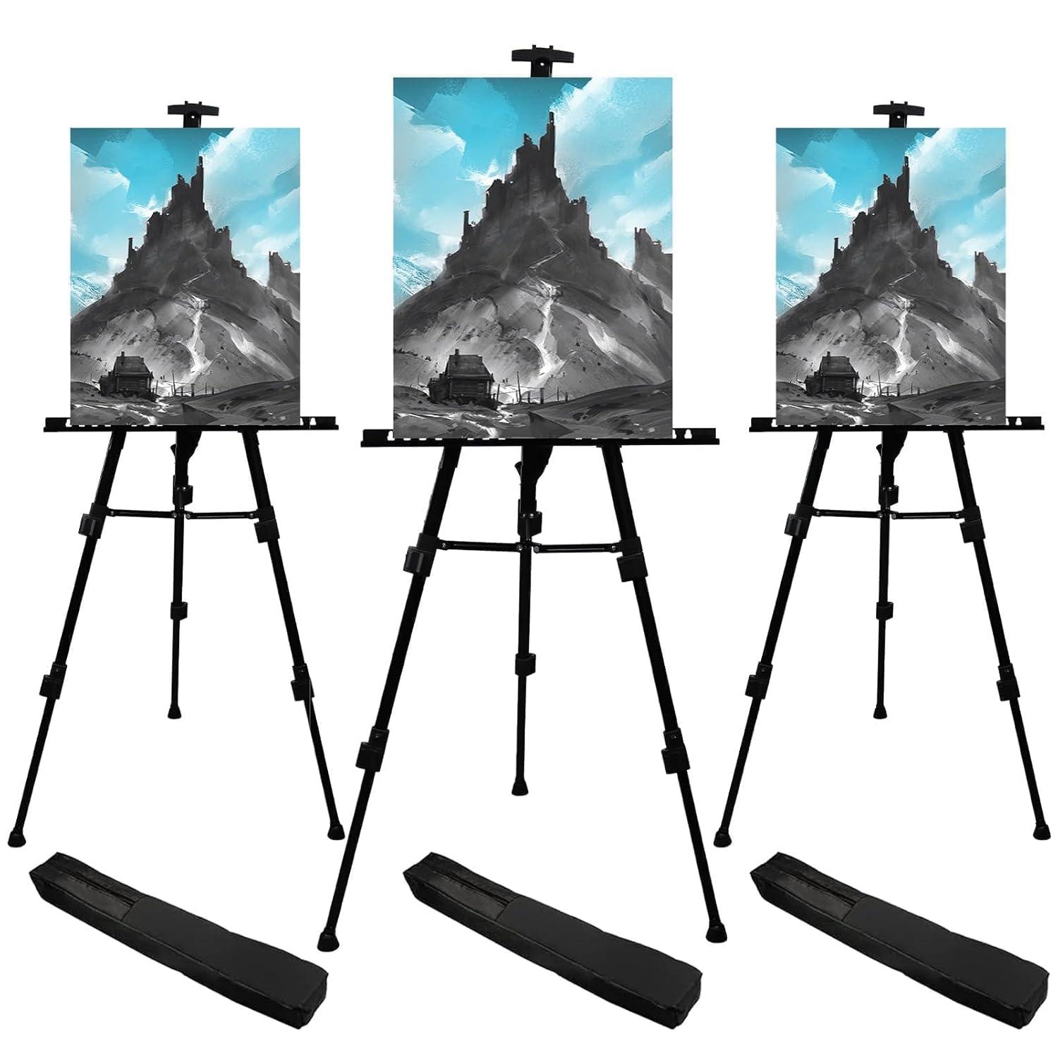 RRFTOK Art Painting Display Easel Stand,72Inches Portable Adjustable Metal Tripod with Artist Easels for Canvases Height from 22-72”for Table-Top/Floor Paint and Displaying,Black