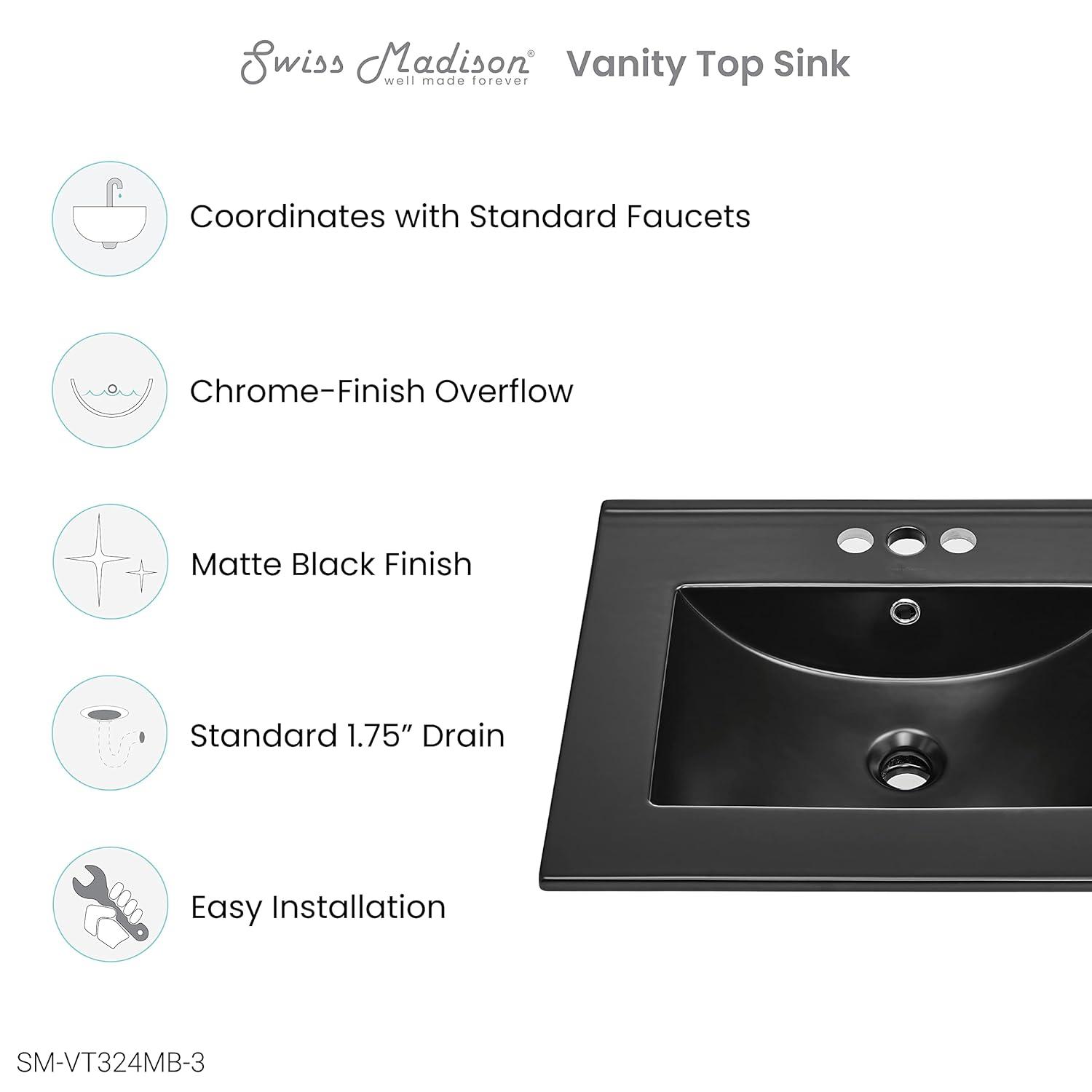 Ceramic 24" Single Bathroom Vanity Top
