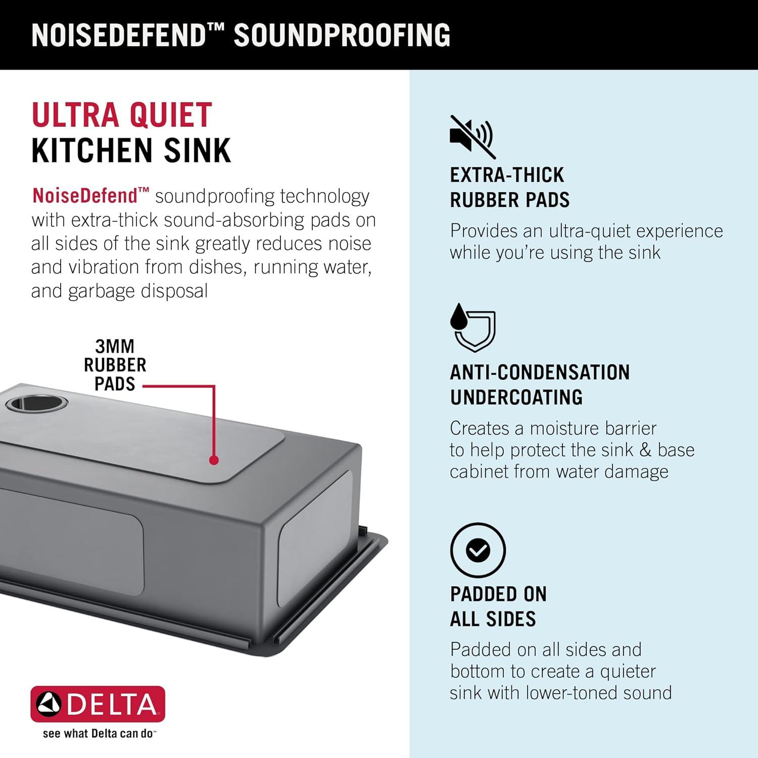 Delta Marca™ Drop-In Undermount Stainless Steel Single Bowl Kitchen Sink with Accessories