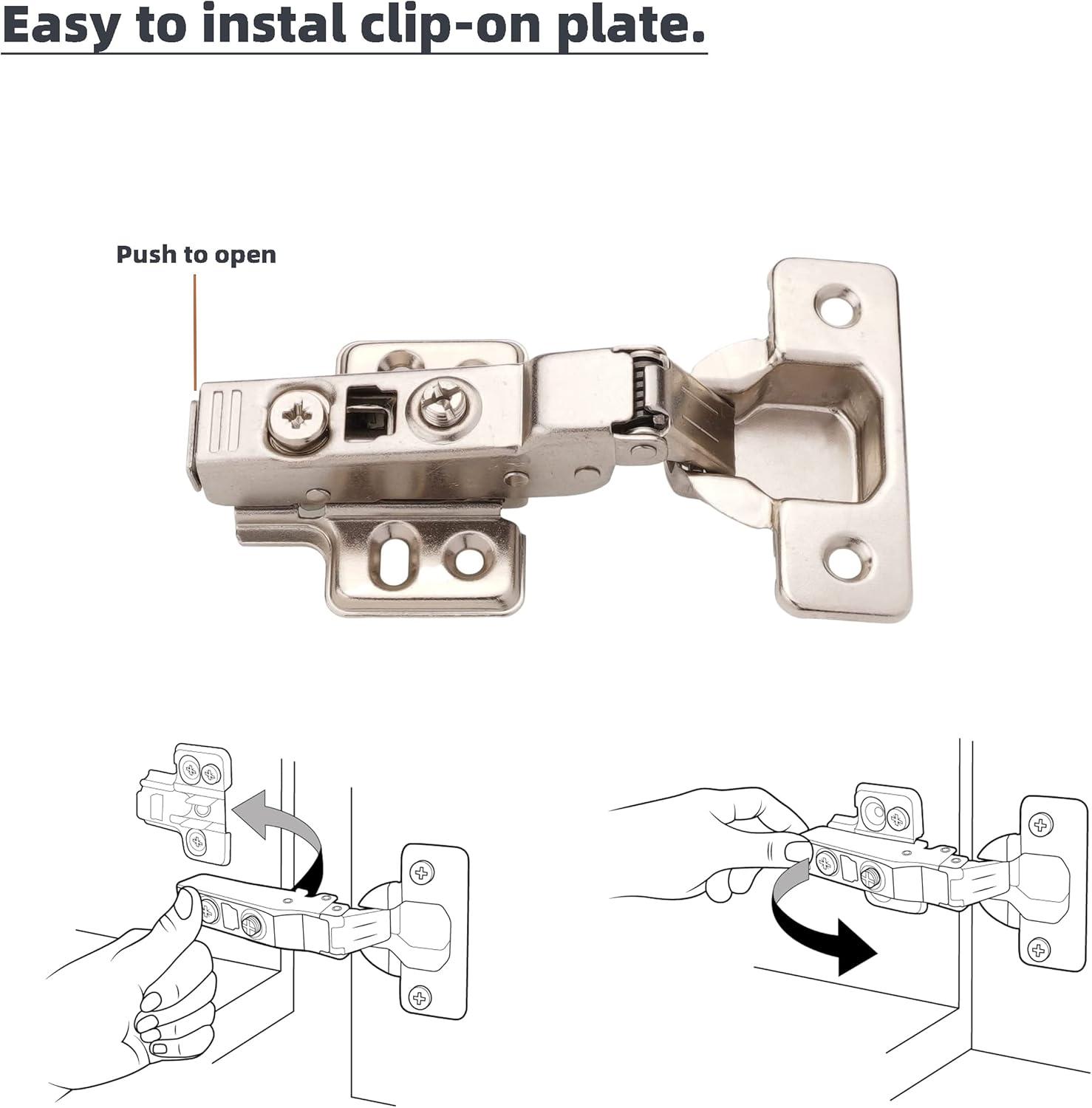 Decobasics Half Overlay -105° Frameless Cabinet Door Hinge -3 Way Adjustability