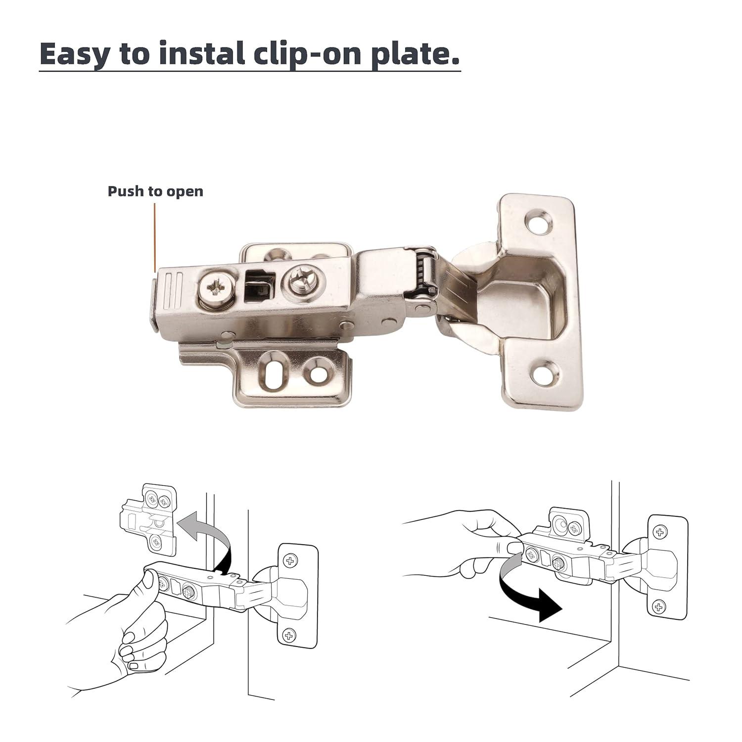 Decobasics Half Overlay -105° Frameless Cabinet Door Hinge -3 Way Adjustability