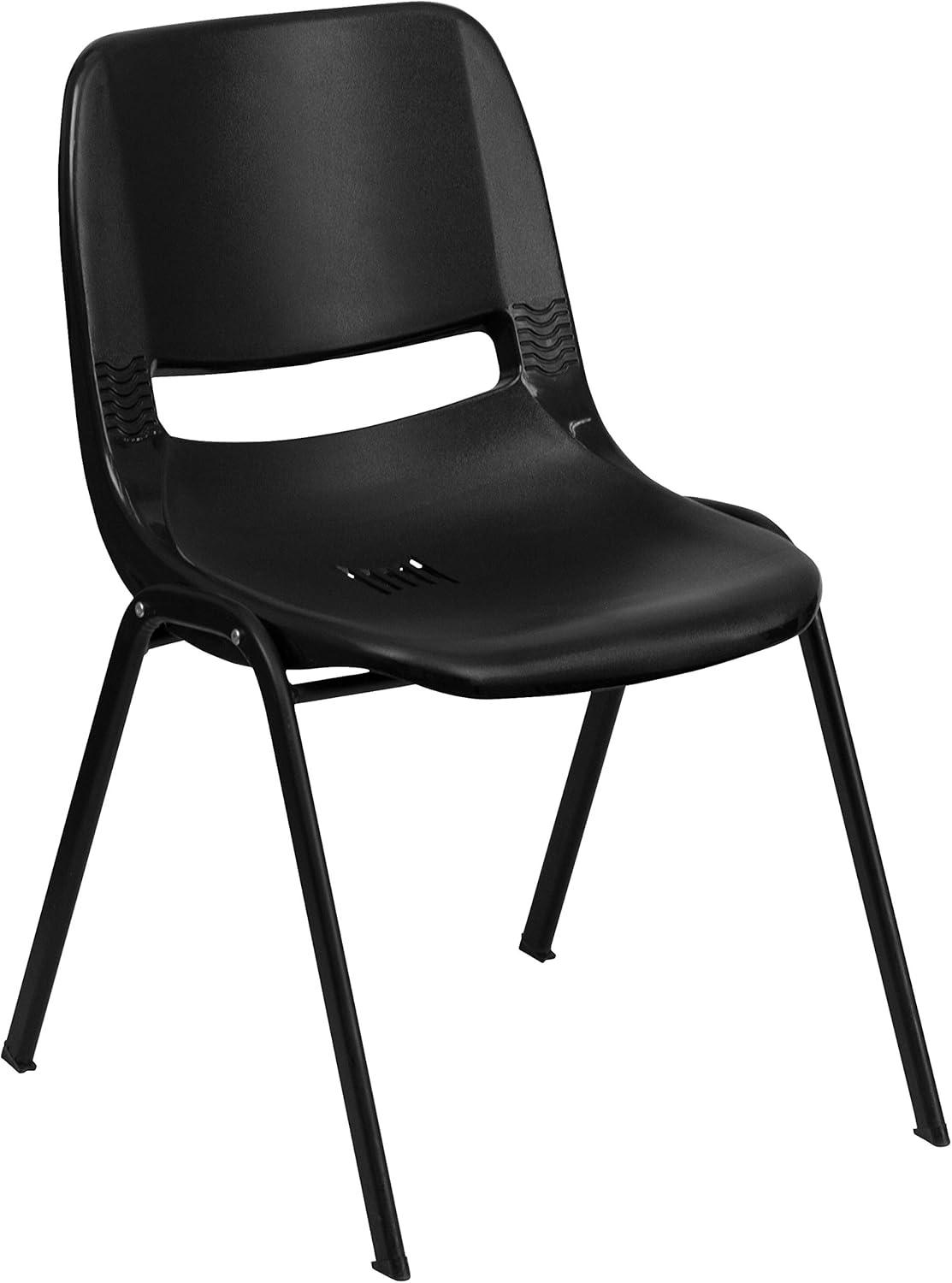 Black Metal Ergonomic Stackable Chair