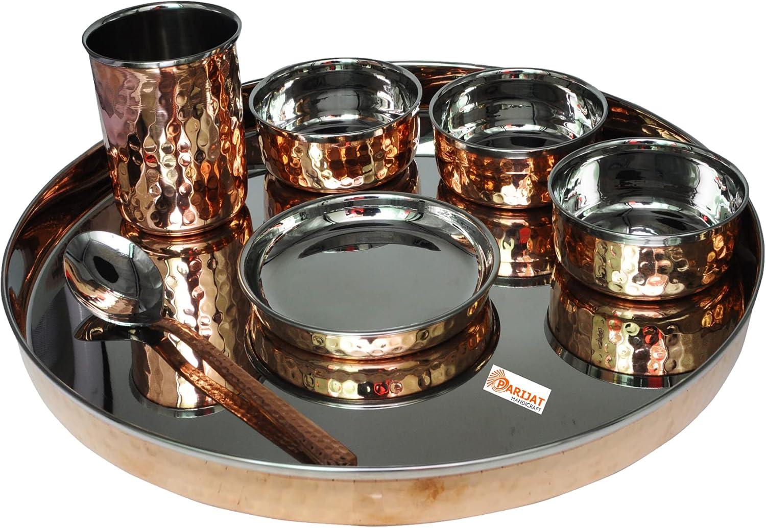 28-Piece Copper and Stainless Steel Round Dinnerware Set