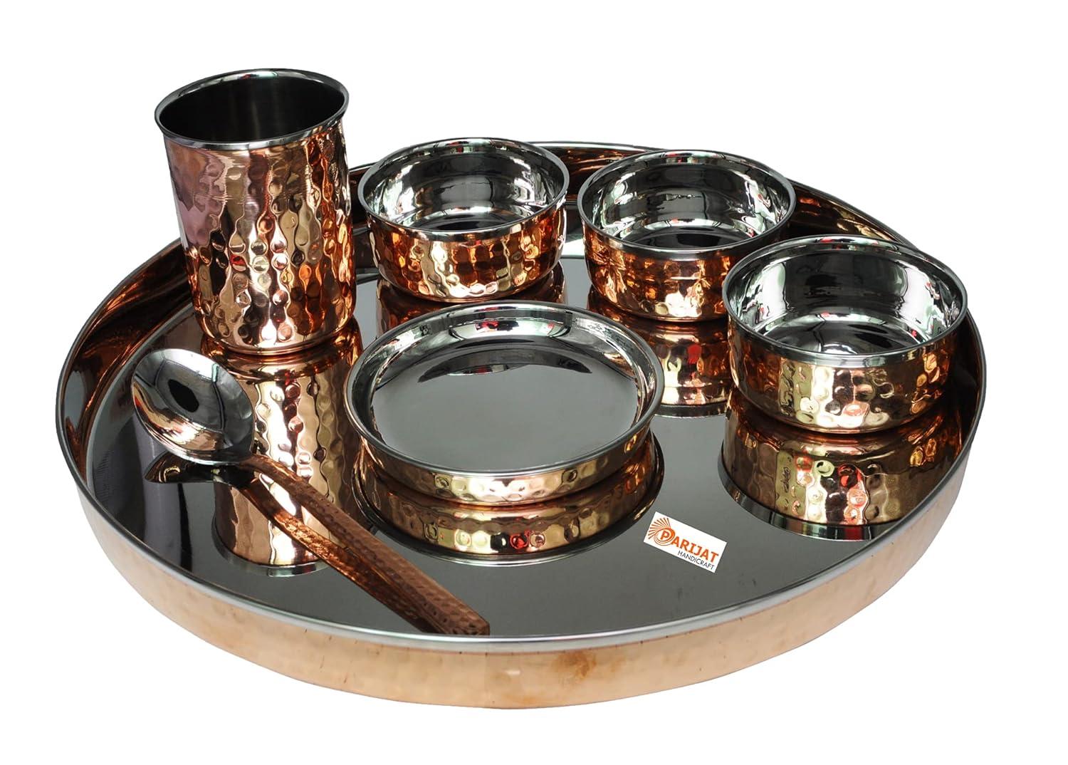 28-Piece Copper and Stainless Steel Round Dinnerware Set
