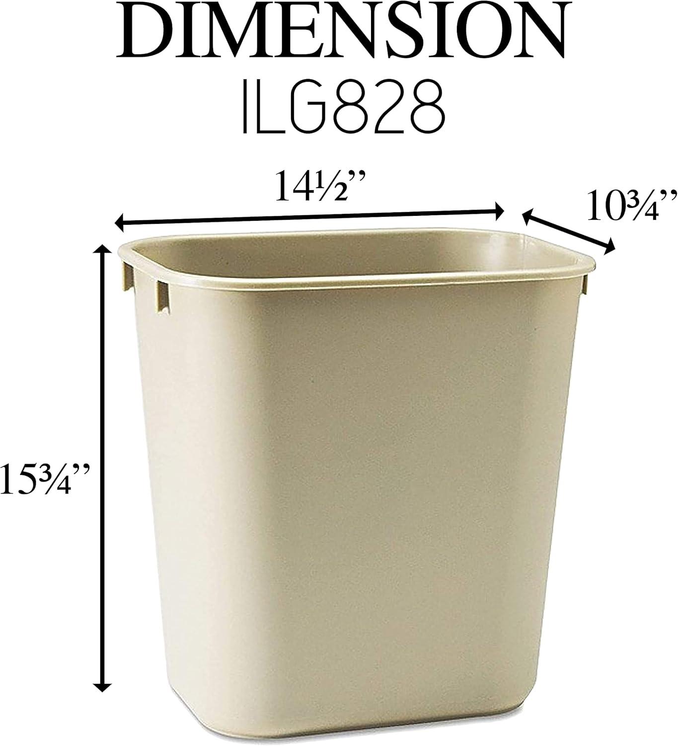 Beige Fire-Resistant Commercial Plastic 7-Gallon Trash Can