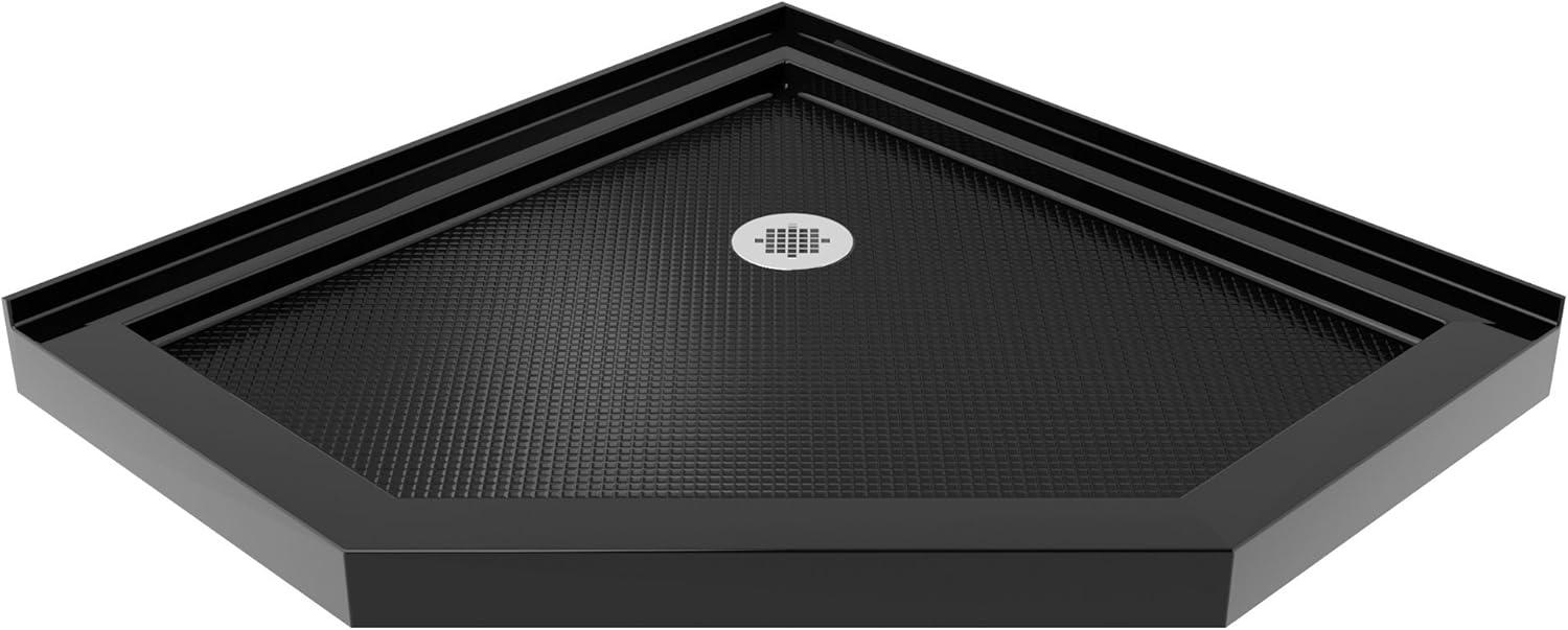 Prism 42" W x 42" D x 74.75" H Frameless Neo-Angle Reversible Shower Kit with Towel Bar and Base Included
