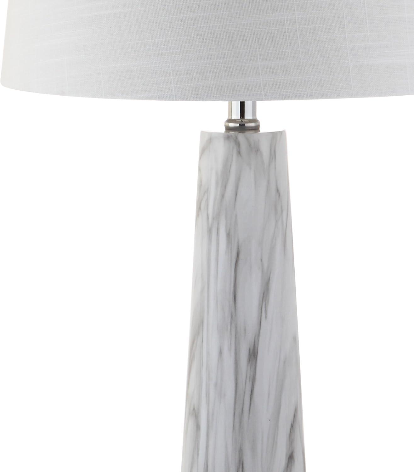 Bradley 29" Resin LED Table Lamp, White/Black Faux Marble