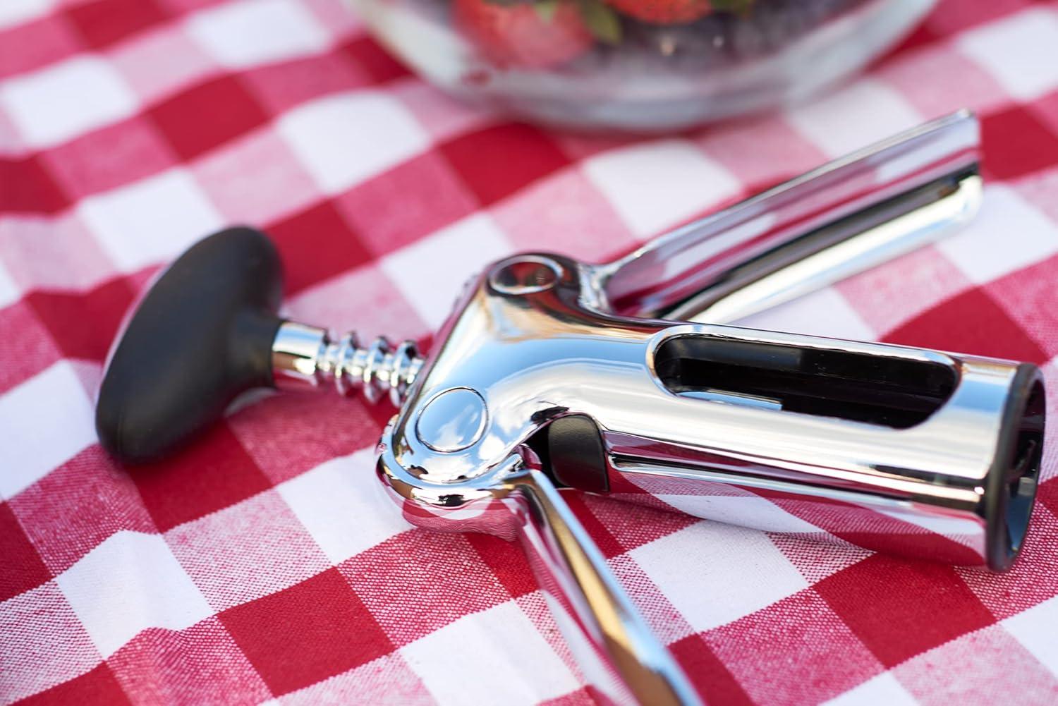 Stainless Steel Winged Corkscrew with Soft Knob Handle