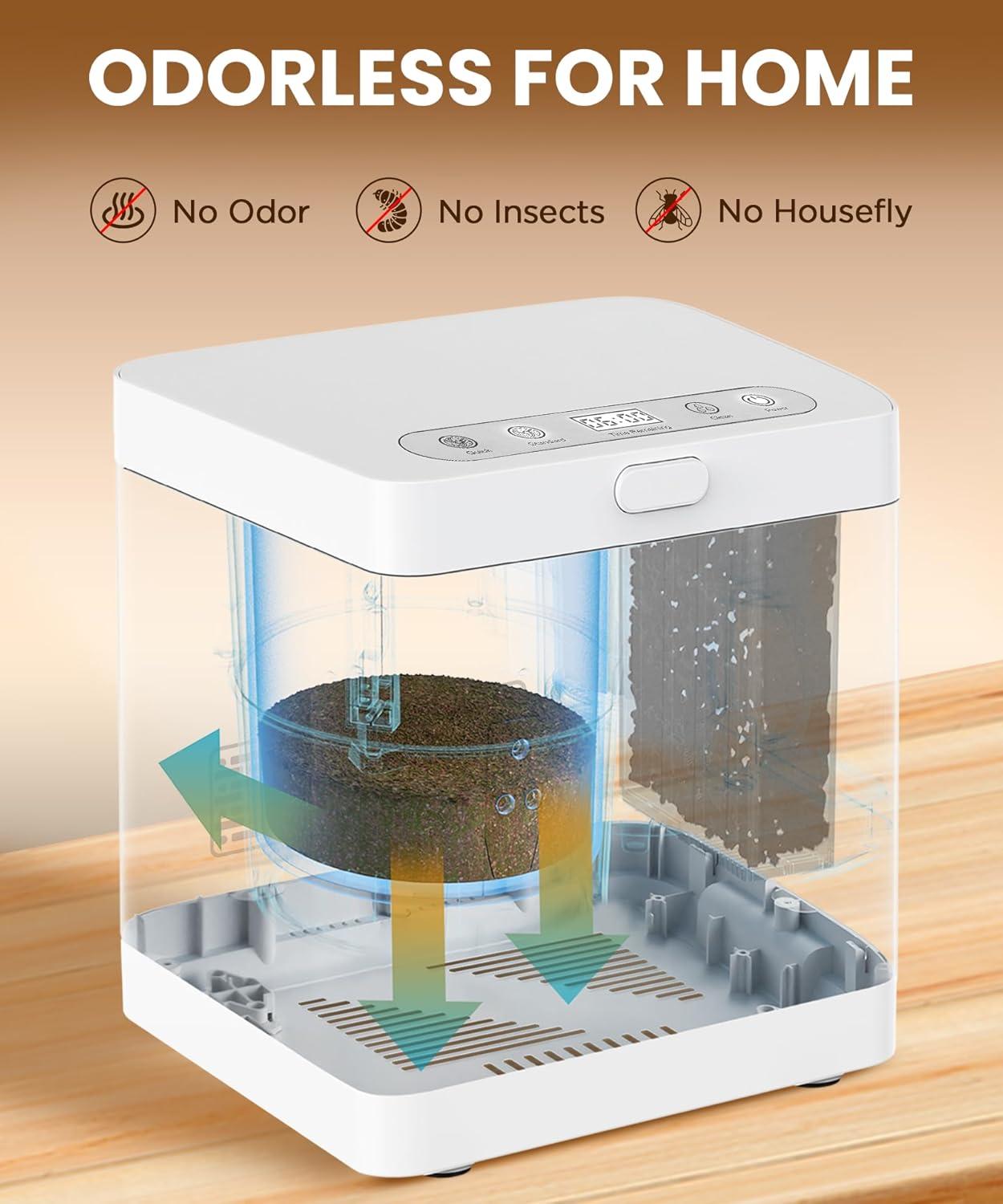 Electric Composter for Kitchen, 3.3L, Smart Compost Bin, Odorless/Auto-Cleaning, 2 Modes, Blade Upgrade, Food Waste to Fertilizer