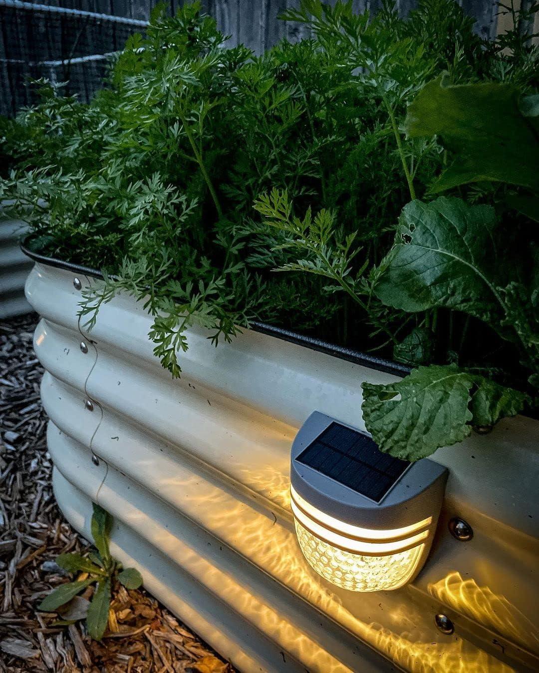 Vego Garden Add ons Dappled-Pebble Gray Outdoor Waterproof Solar Powered Integrated LED Deck Light Pack (Set of 4)