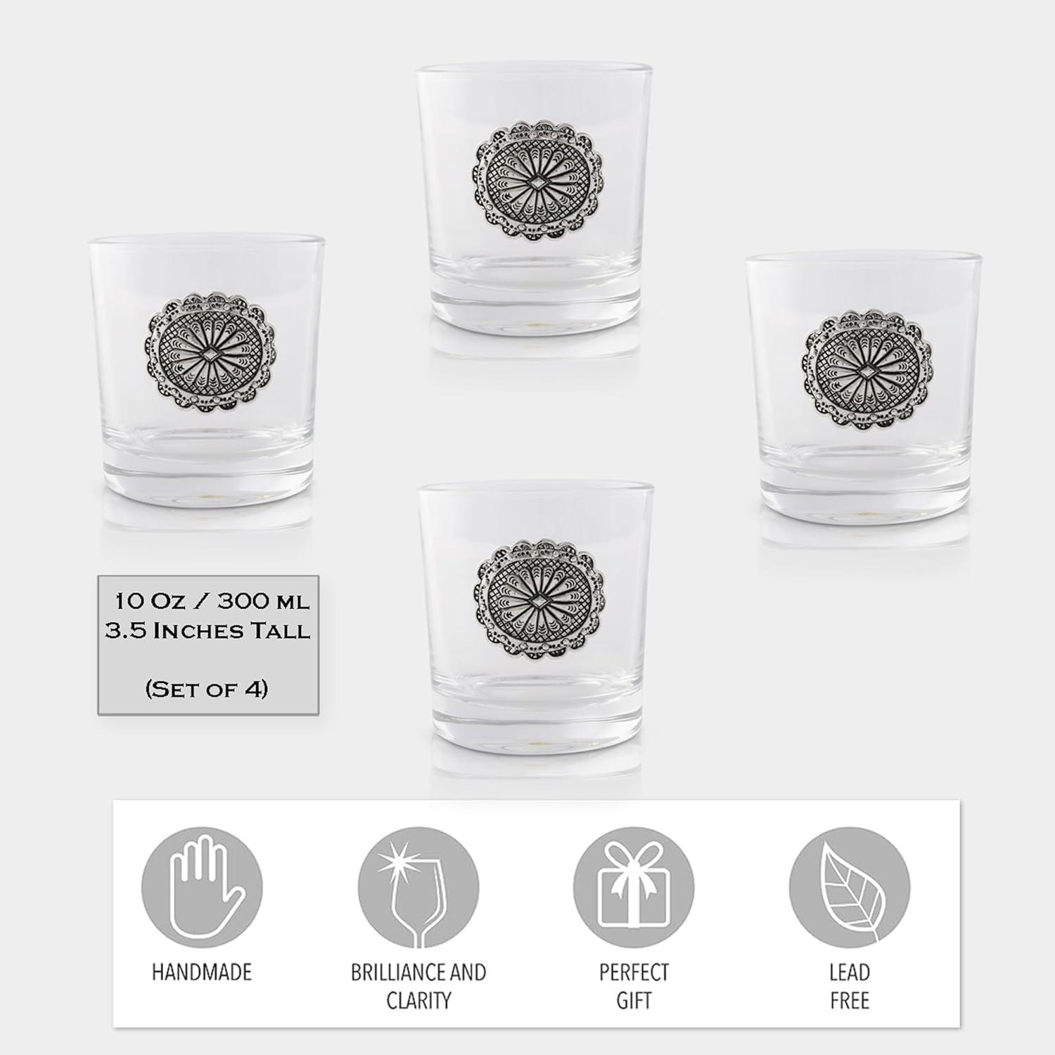 Arthur Court Designs Arthur Court Designs 4 - Piece 12oz. Western Concho Whiskey Glass Glassware Set (Set of 4)