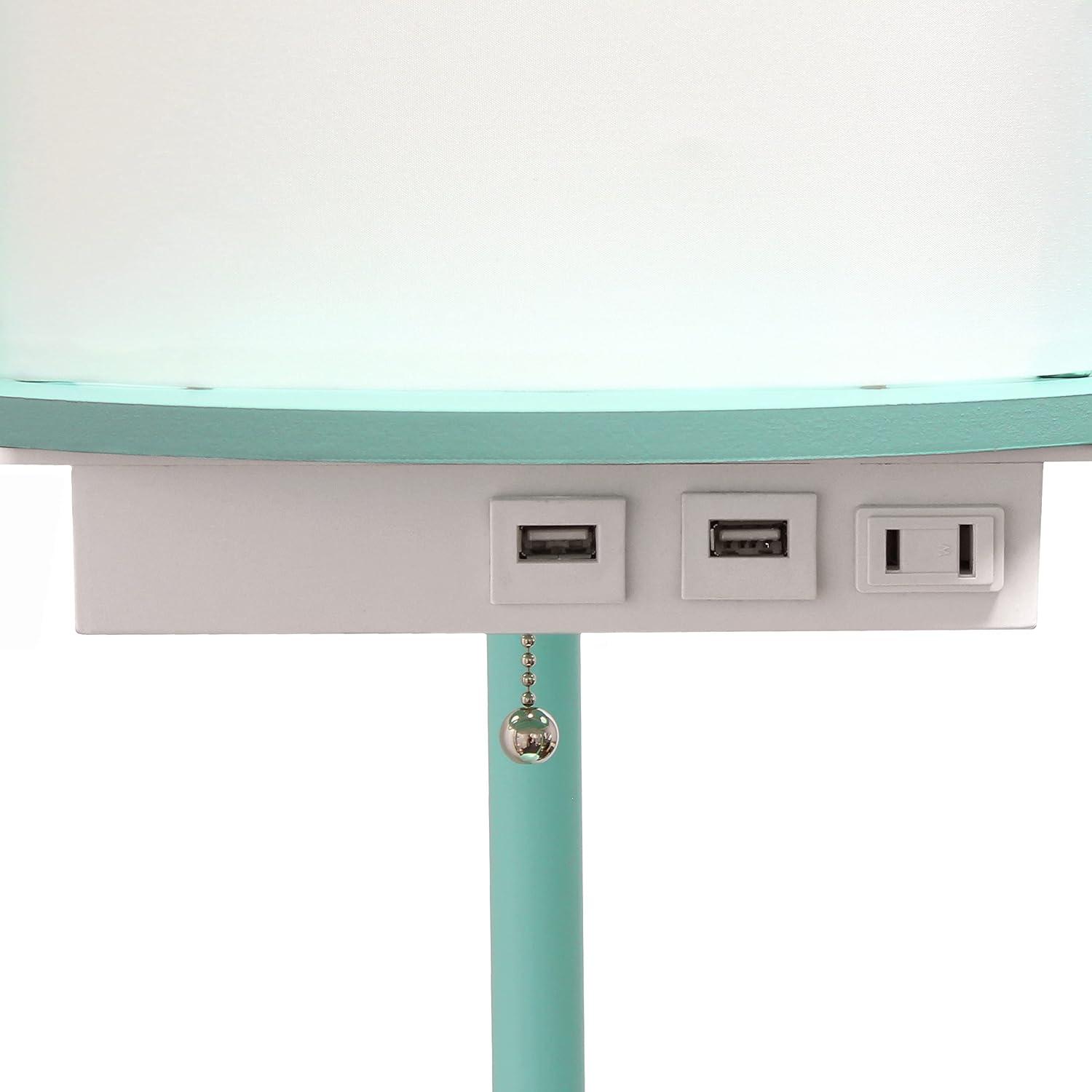 62.5" Round Modern Shelf Etagere Organizer Floor Lamp with Charging Station - Simple Designs