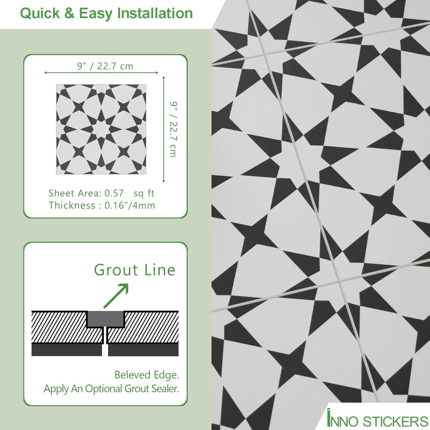 9" W x 9" L Peel & Stick Floor Tile Marrakech Luxury Vinyl Flooring