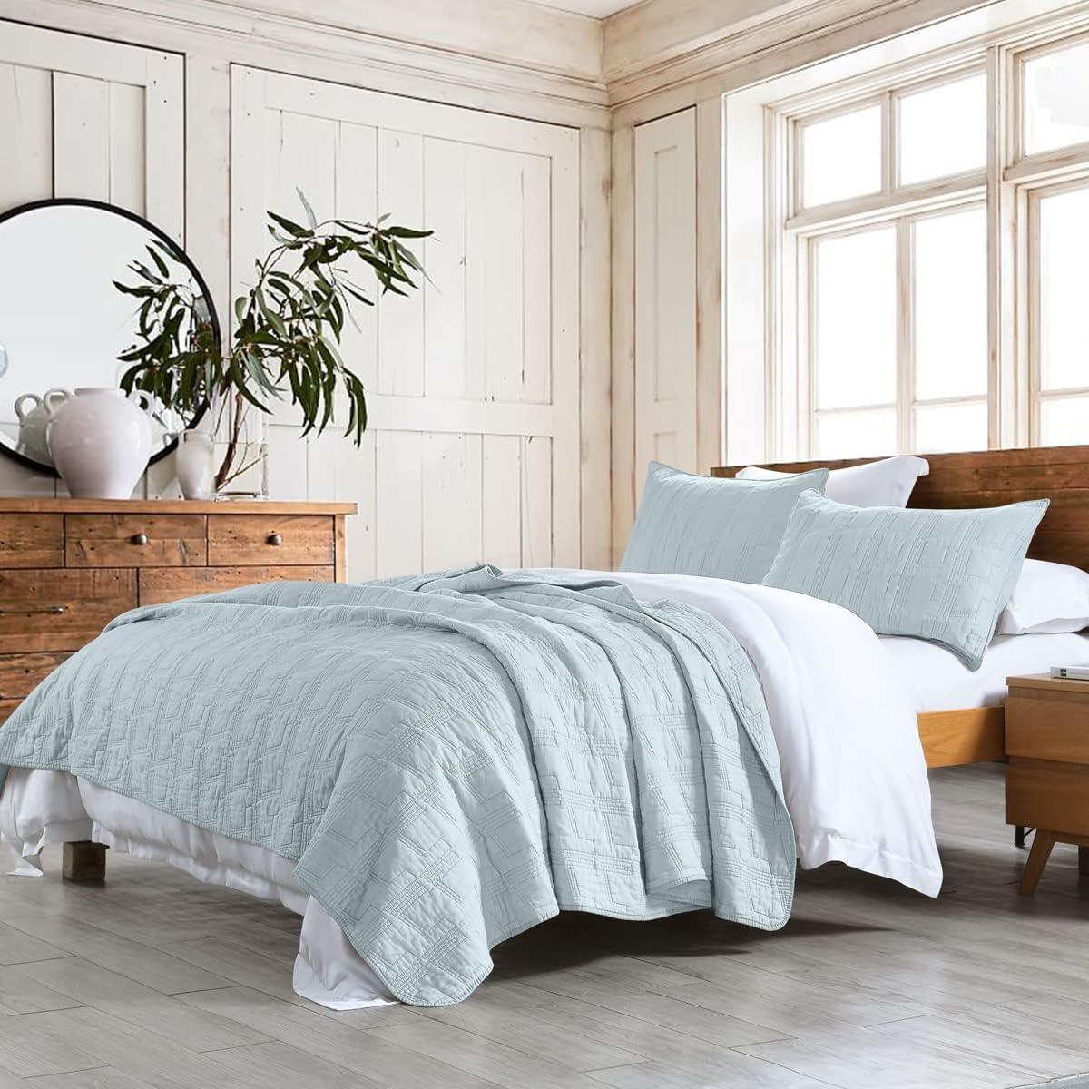 HORIMOTE HOME Quilt Set Queen Size Yellow, Classic Geometric Diamond Stitched Pattern, Ultra Soft Lightweight Bedding Set Bedspread Coverlet for All Season 3 Pieces (1 Quilt and 2 Pillow Shams)