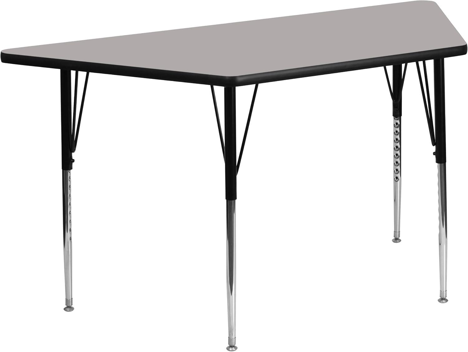 Versatile Grey Laminate Trapezoid Activity Table with Adjustable Legs