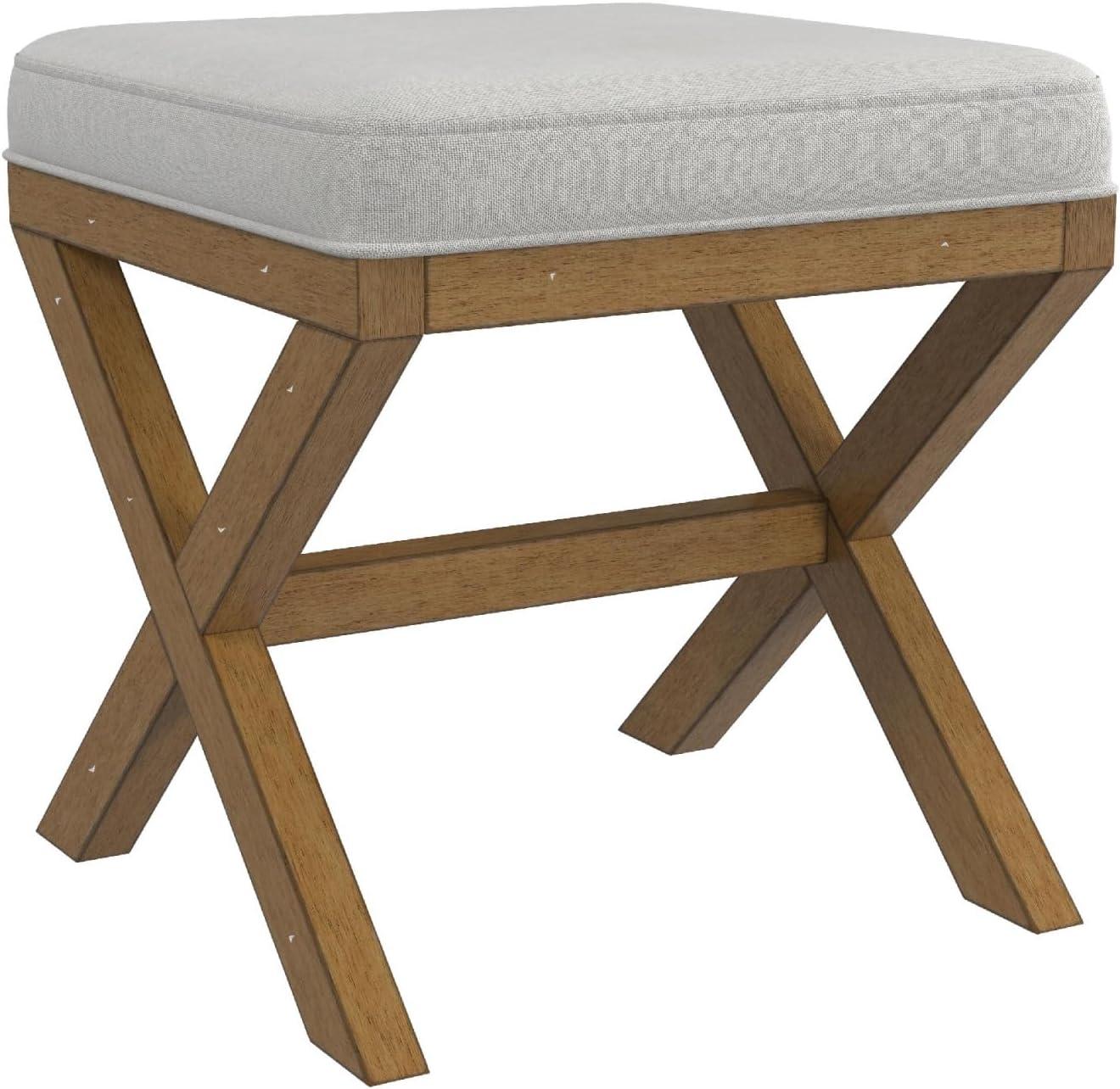 Hillsdale Furniture 18.5" Somerset Backless Wood Vanity Stool Fog: Padded Ottoman Bench, Polyester Upholstery