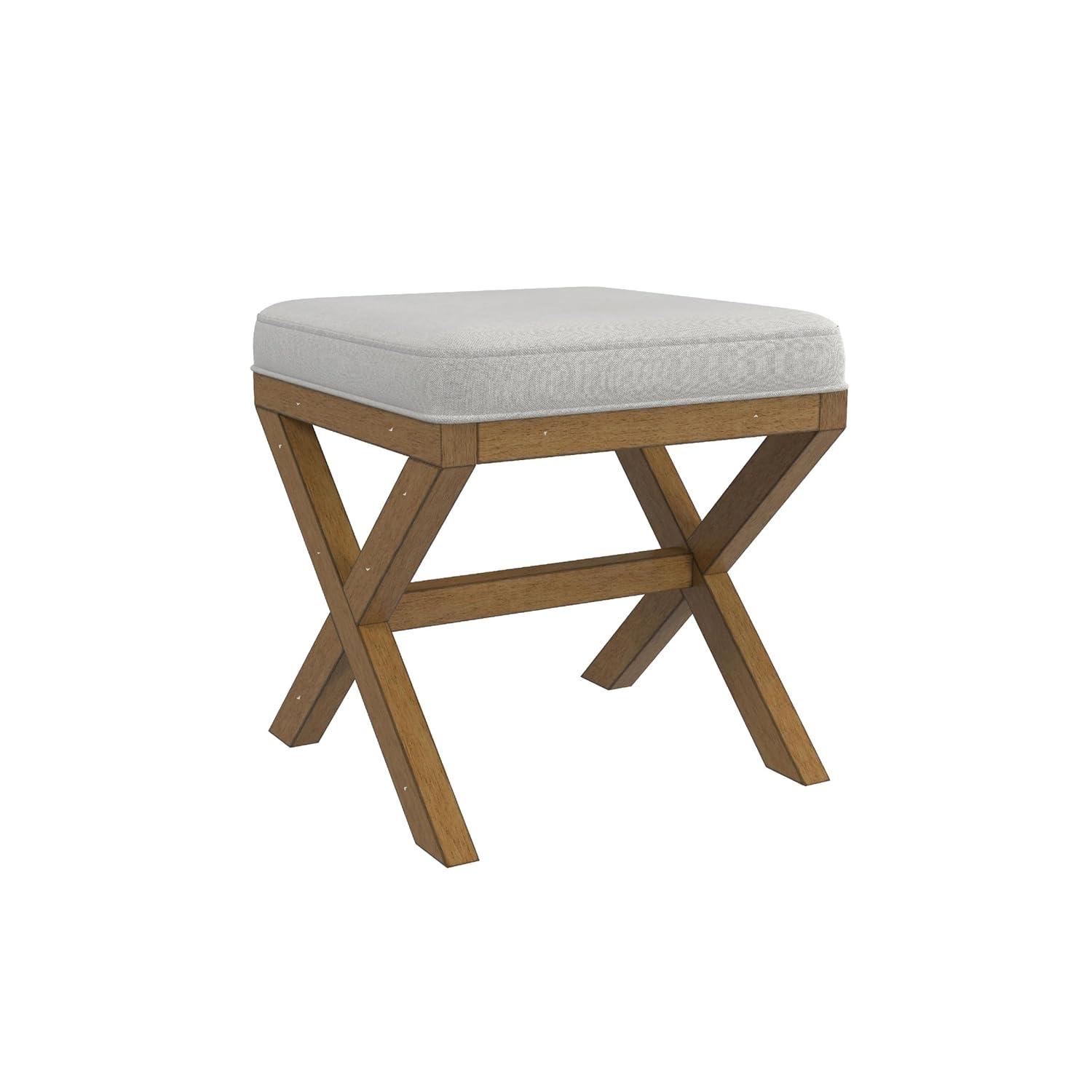 Hillsdale Furniture 18.5" Somerset Backless Wood Vanity Stool Fog: Padded Ottoman Bench, Polyester Upholstery