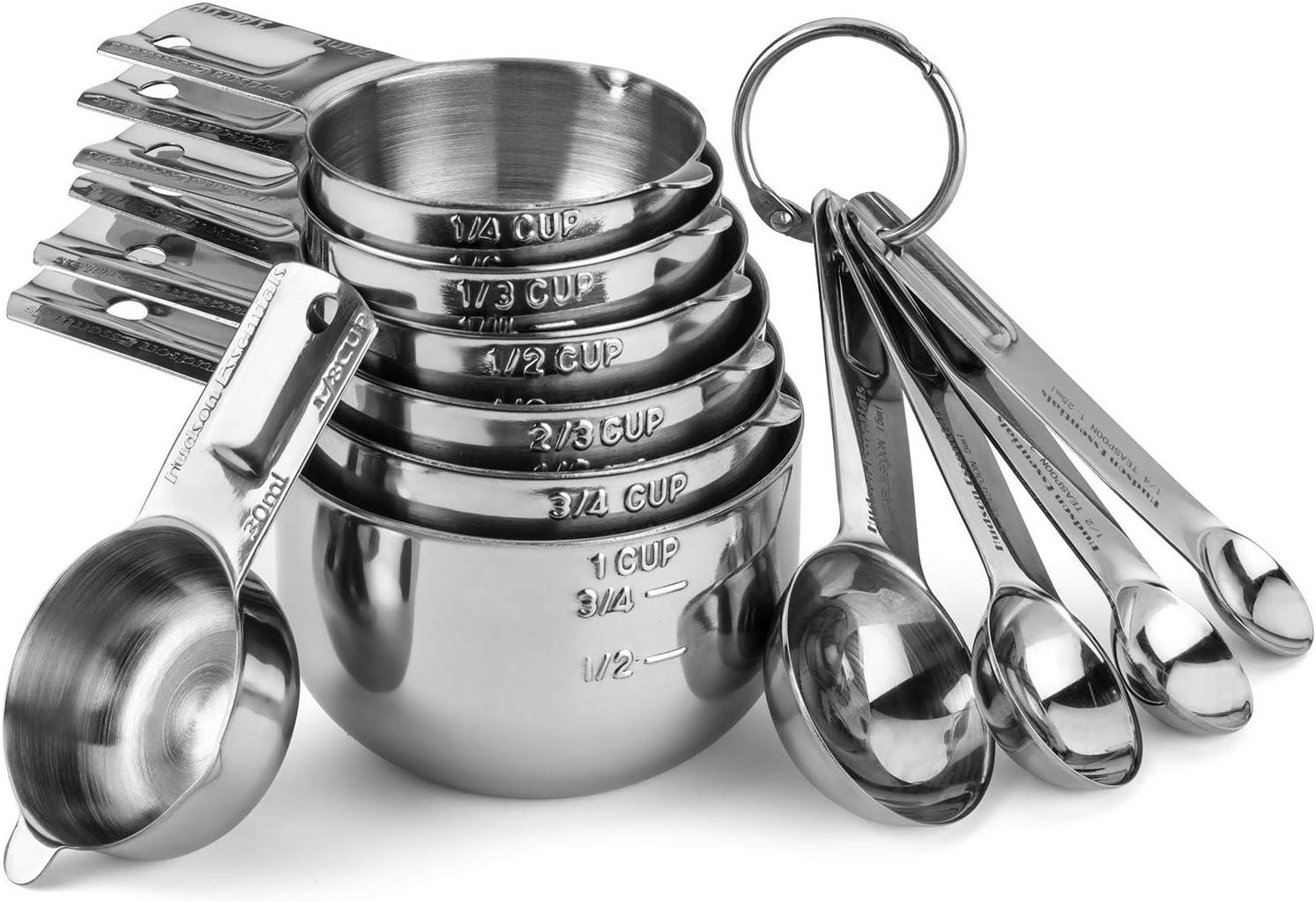 Stainless Steel Stackable Measuring Cups and Spoons Set