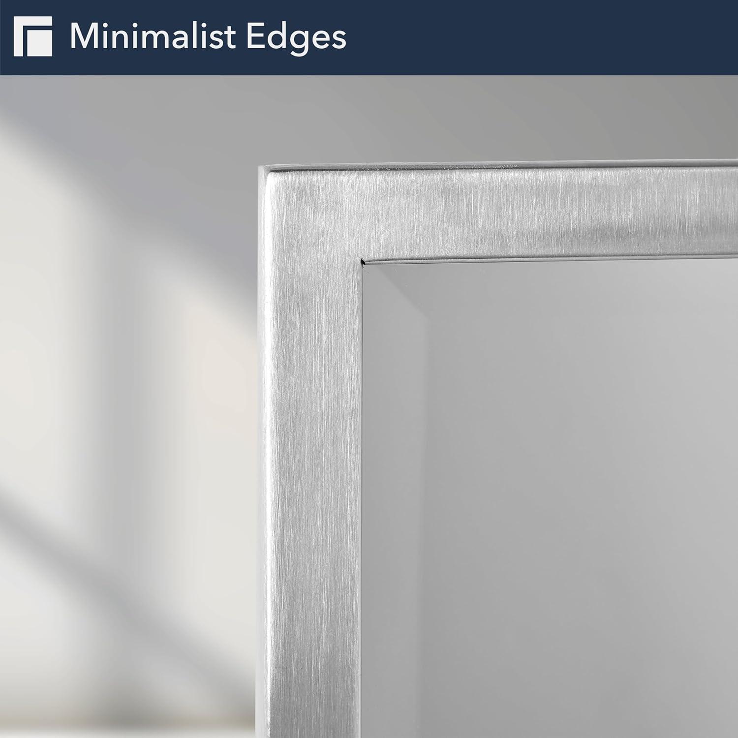 Head West Stainless Steel Frame Brushed Nickel Rectangle Bathroom Mirror, Z-Bar Bracket - 24" x 30"