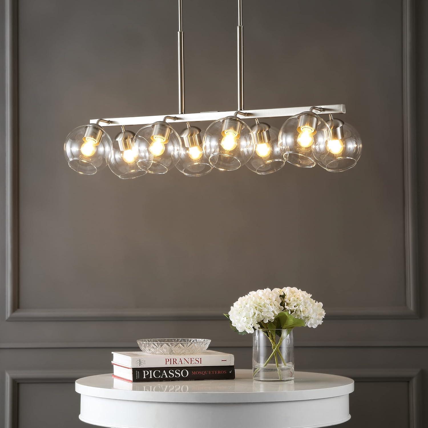 Julian 33.5" Nickel/Clear LED Linear Pendant with Clear Glass Globes