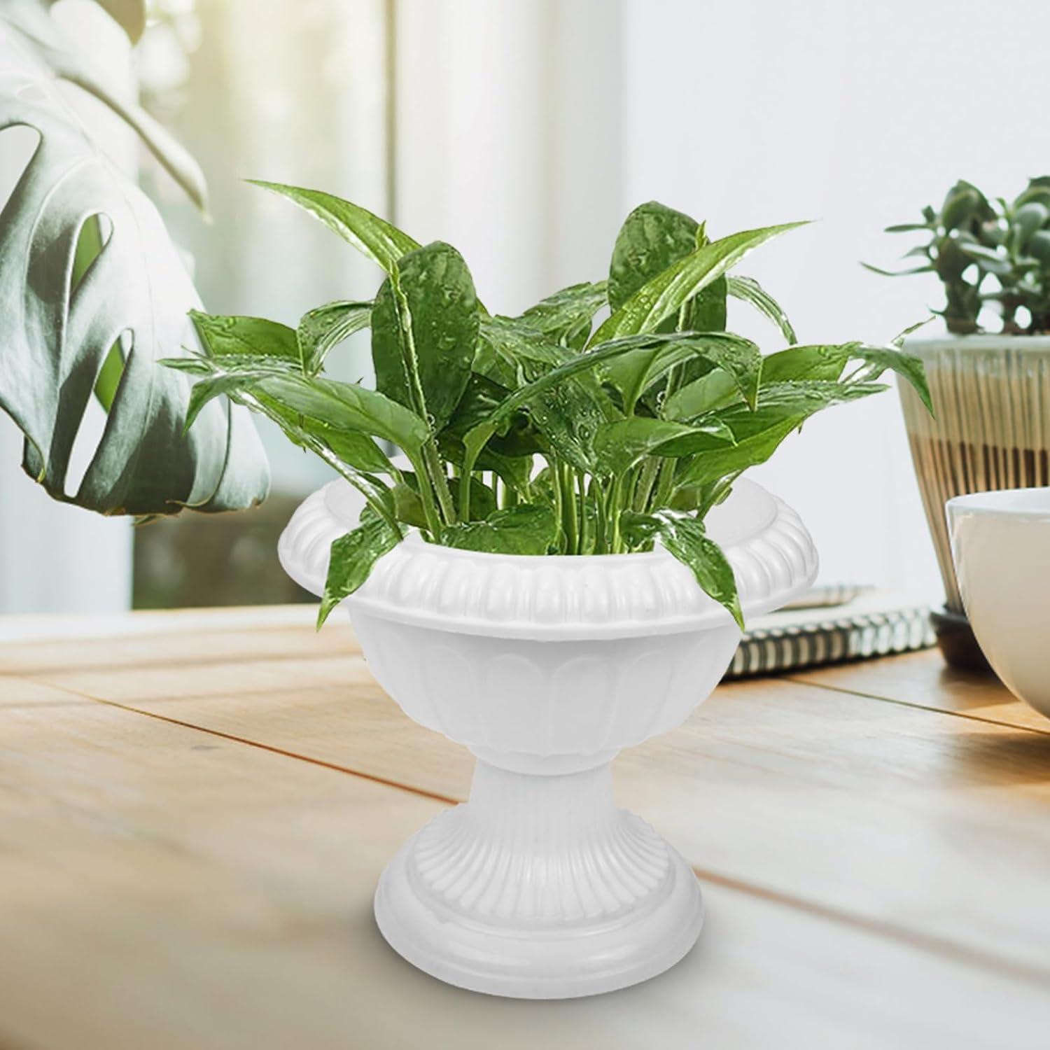 unbranded 4 pcs Wedding Flower Trumpet Vase Tall Flower Stand Elegant Road Front Door Flowerpots Container for Balcony Flower Arrangement White