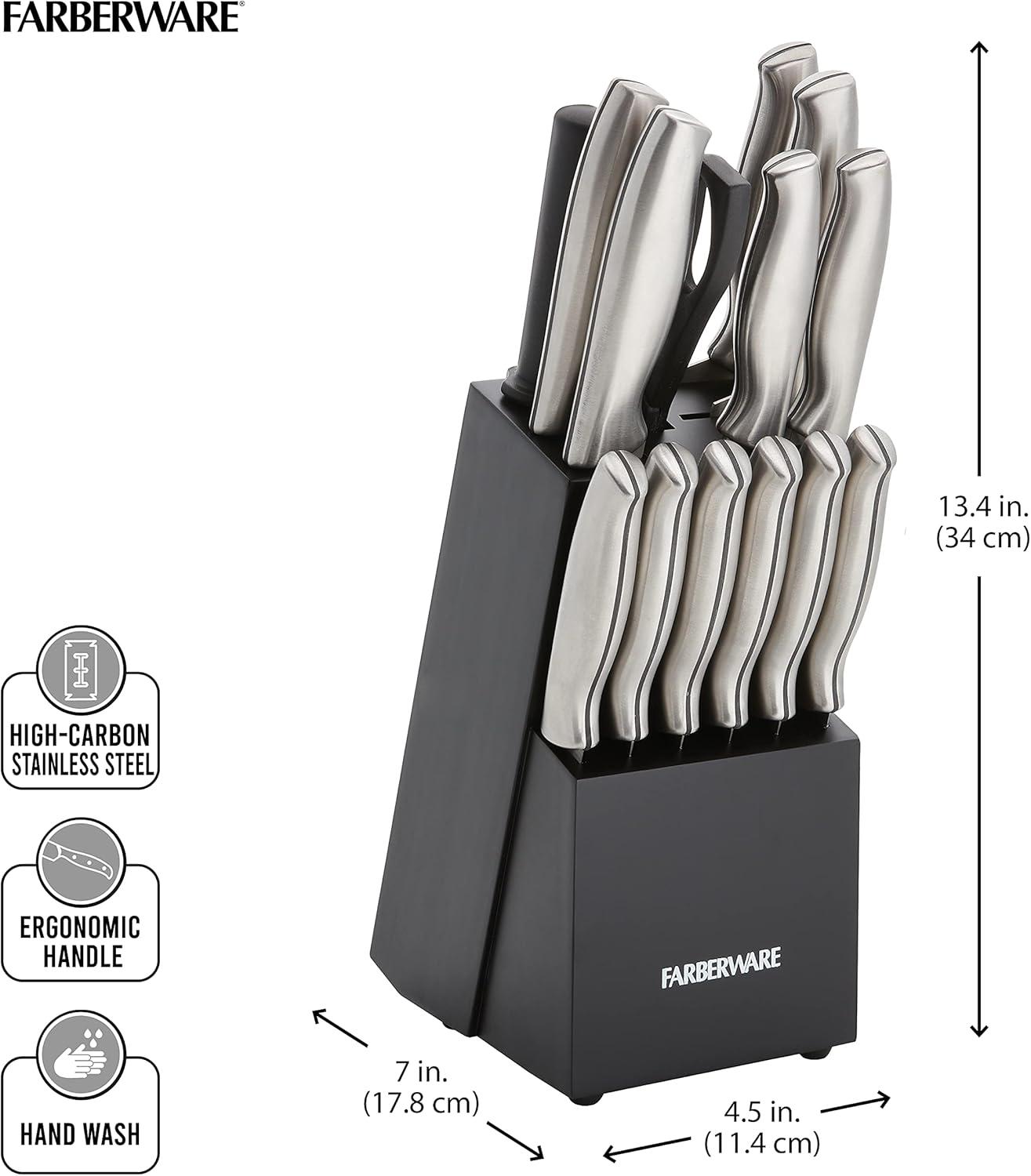 15-Piece High Carbon Stainless Steel Knife Block Set