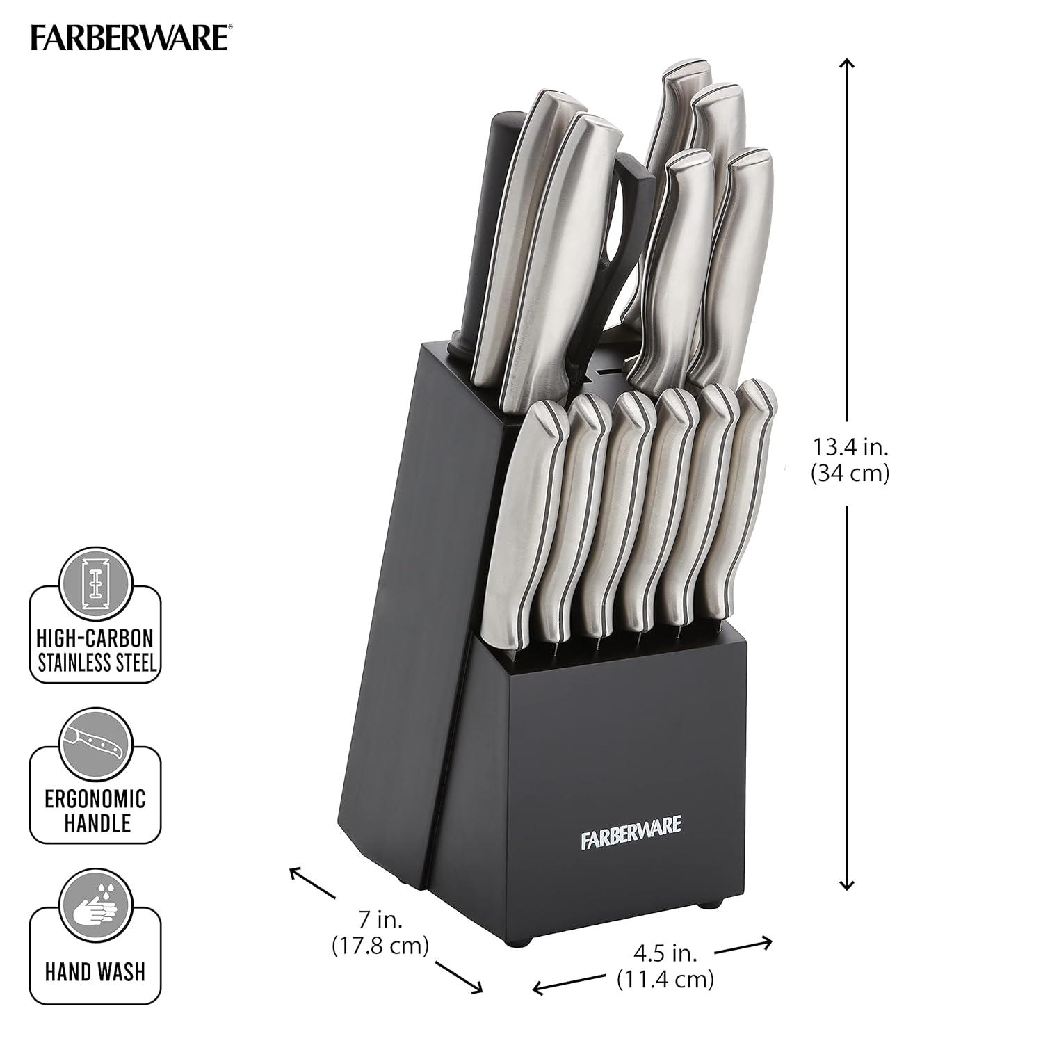 Farberware Farberware 15-Piece High Carbon Stainless Steel Knife Block Set