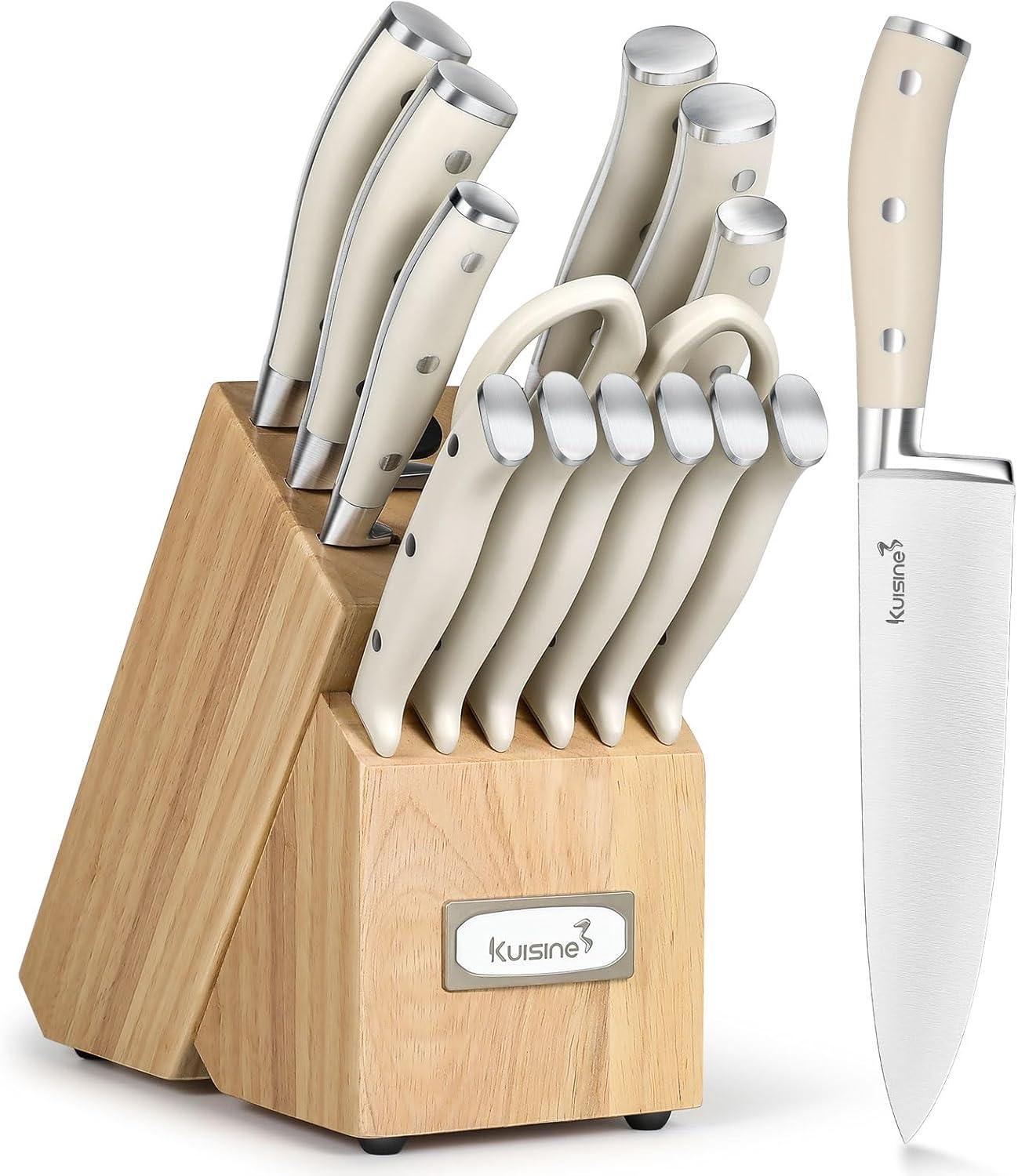 kuisine Kuisine 15-Piece Kitchen Knife Block Set Premium Stainless Steel