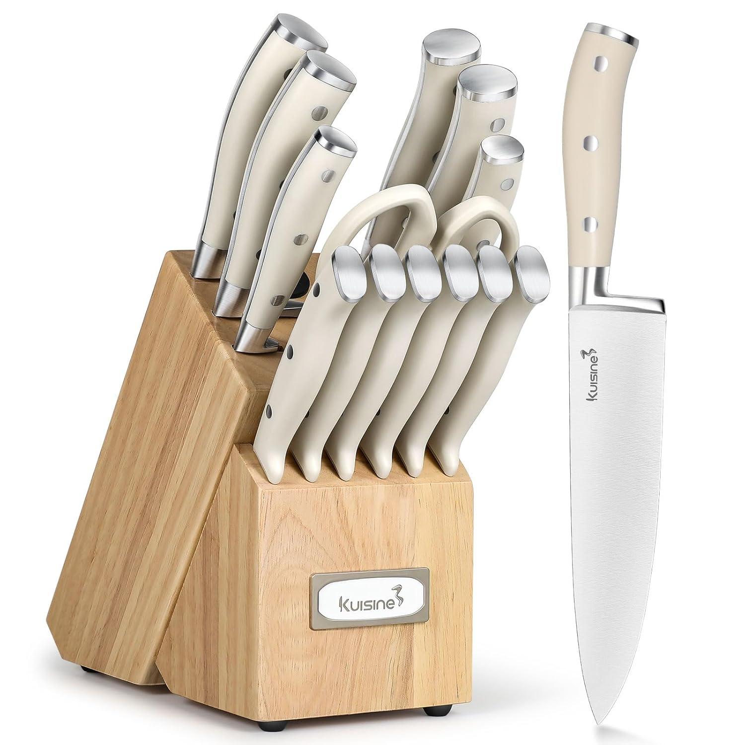 kuisine Kuisine 15-Piece Kitchen Knife Block Set Premium Stainless Steel