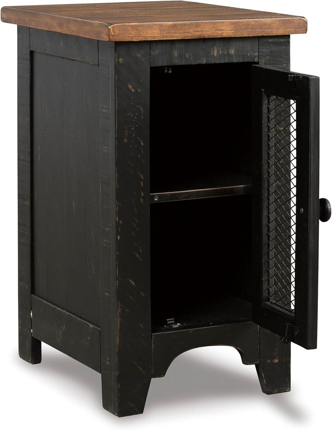 Valebeck Chair Side End Table Black/Brown - Signature Design by Ashley: Rustic Farmhouse Storage Accent Table