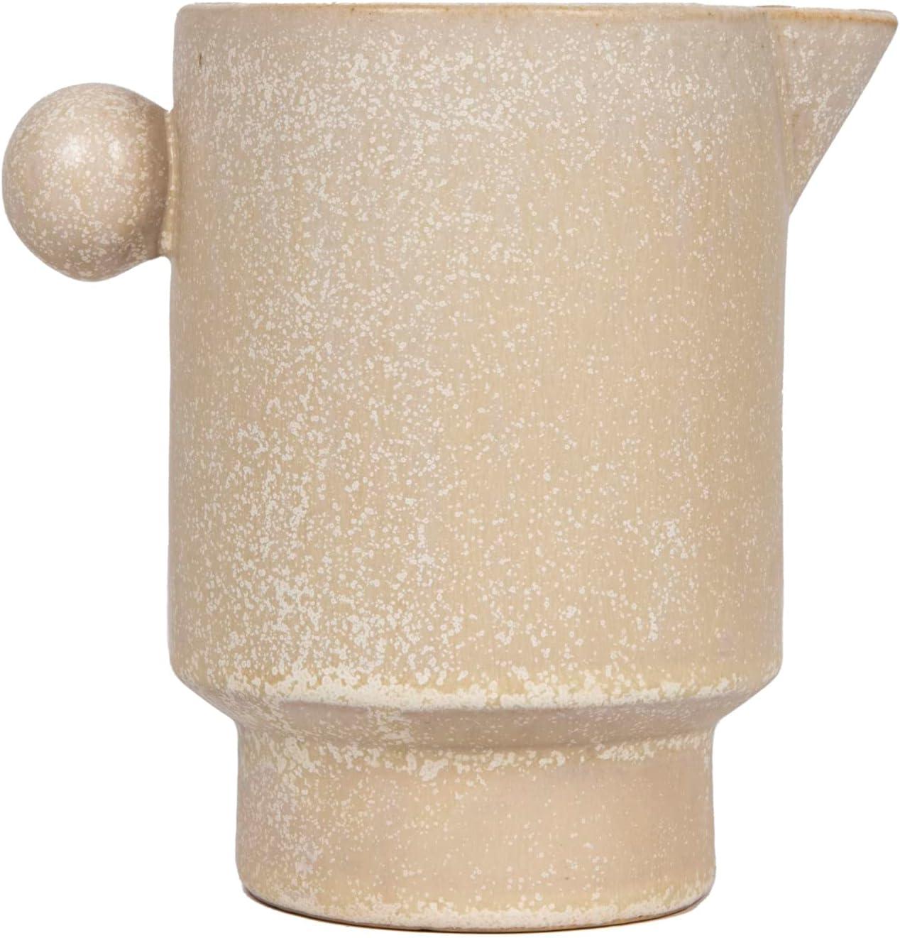 Creative Co-Op Modern Small Stoneware Pitcher or Vase, Beige