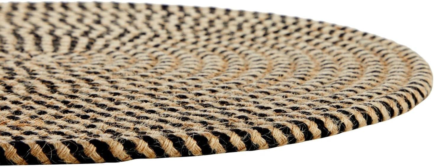 Set of 4 Blue and Tan Woven Jute Round Placemats