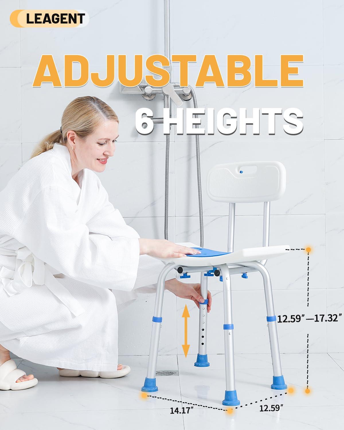 HSA FSA Shower Chair with Back, Shower Stool for Inside Shower, Shower Seat for Inside Tub, Bath Chair for Inside Bathtub for Elderly/Handicap