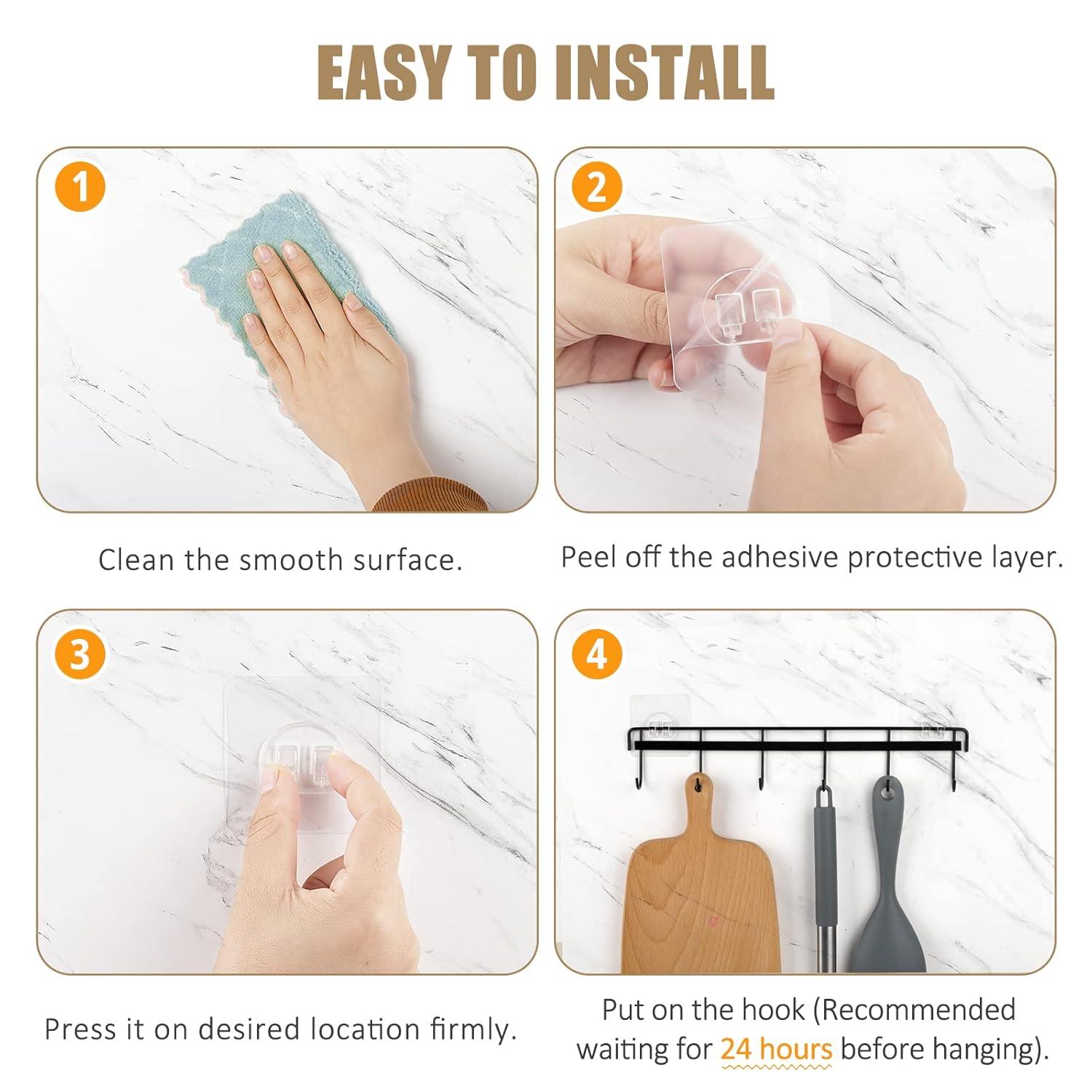 Prep & Savour Kitchen Utensil Rack Wall Mount, Adhesive Kitchen Utensil Hanger No Drilling