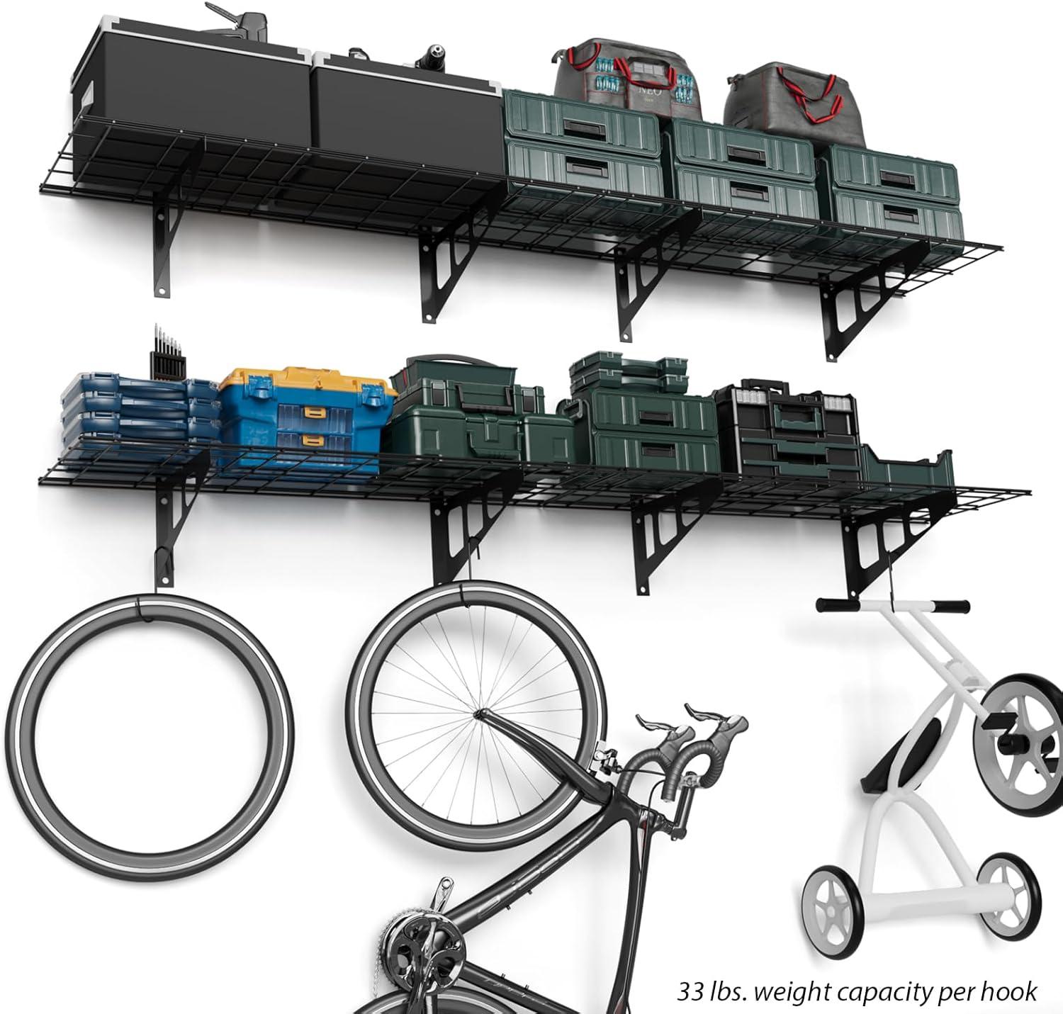 Garvee 2-Pack 1x6ft Garage Wall Shelving, Garage Storage Wall Garage Shelves for Wall Storage, 600lbs Load Capacity, 12-inch-by-72-inch