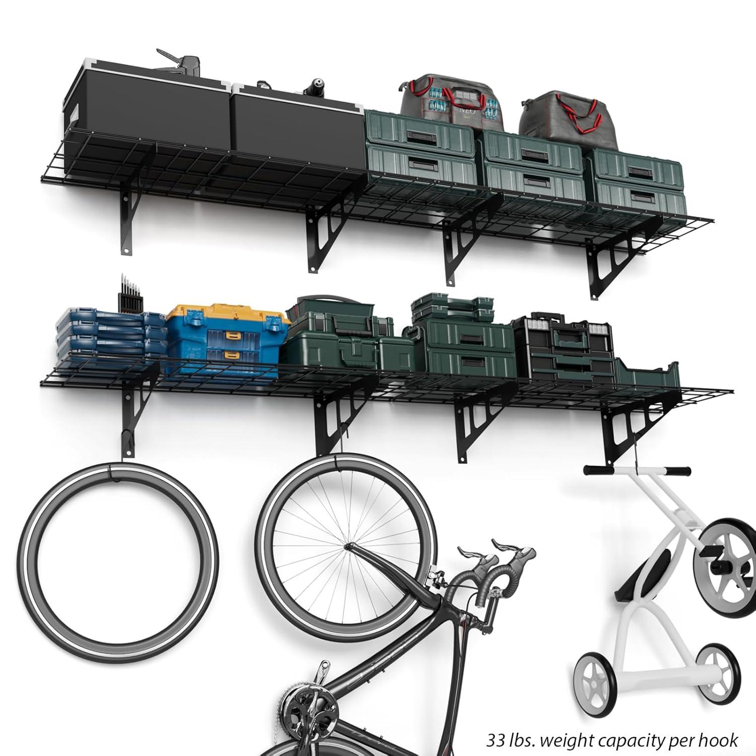 Garvee 2-Pack 1x6ft Garage Wall Shelving, Garage Storage Wall Garage Shelves for Wall Storage, 600lbs Load Capacity, 12-inch-by-72-inch