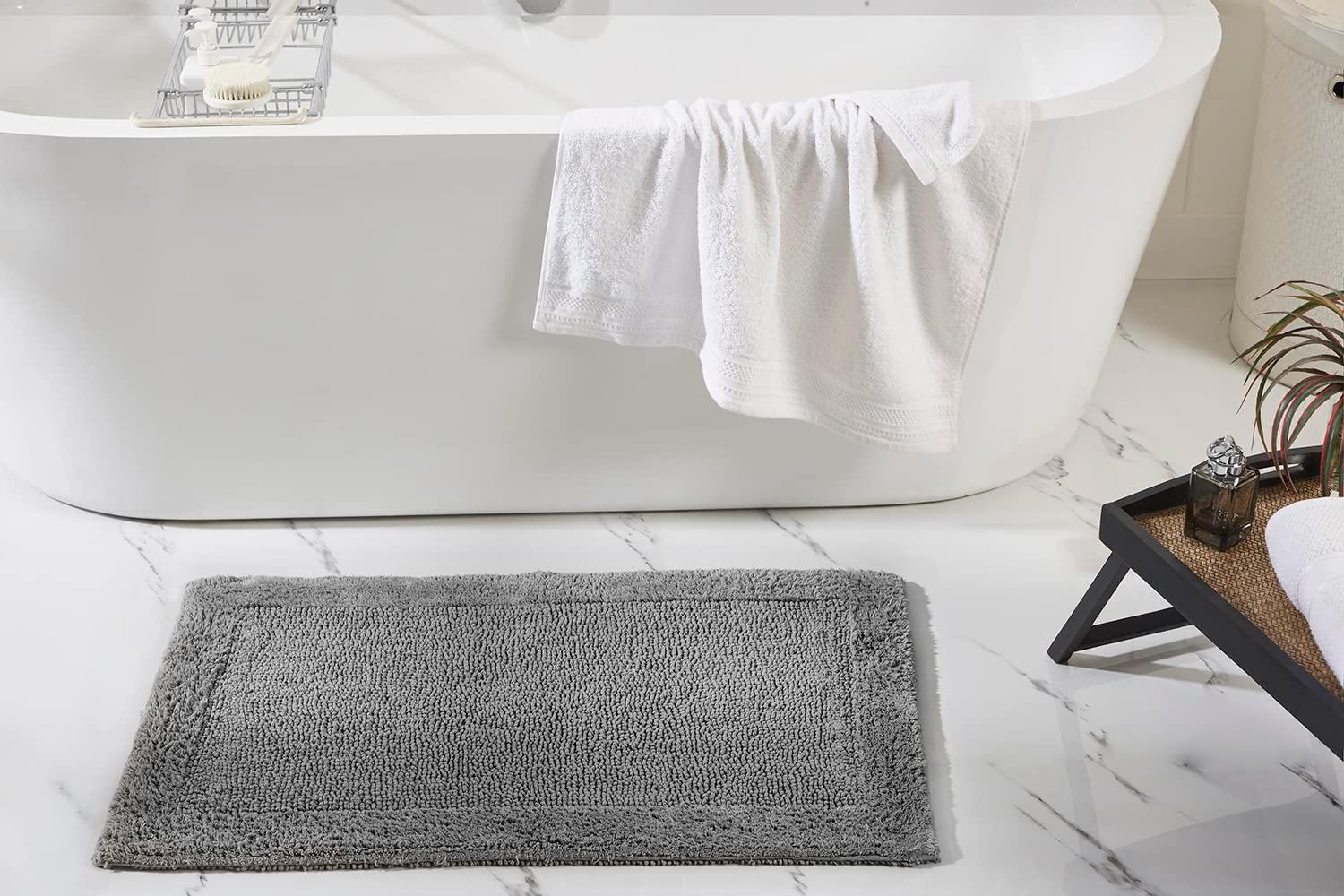 Better Trends Edge 100% Cotton Tufted Reversible Bath Rug 21" x 34" Rectangle - Gray