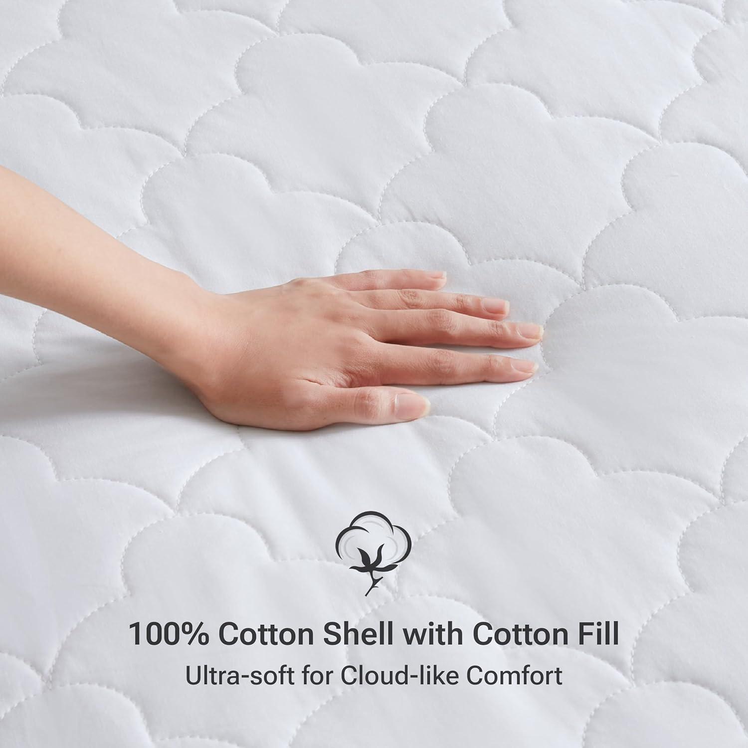 All Natural Cotton Percale Quilted Mattress Pad White