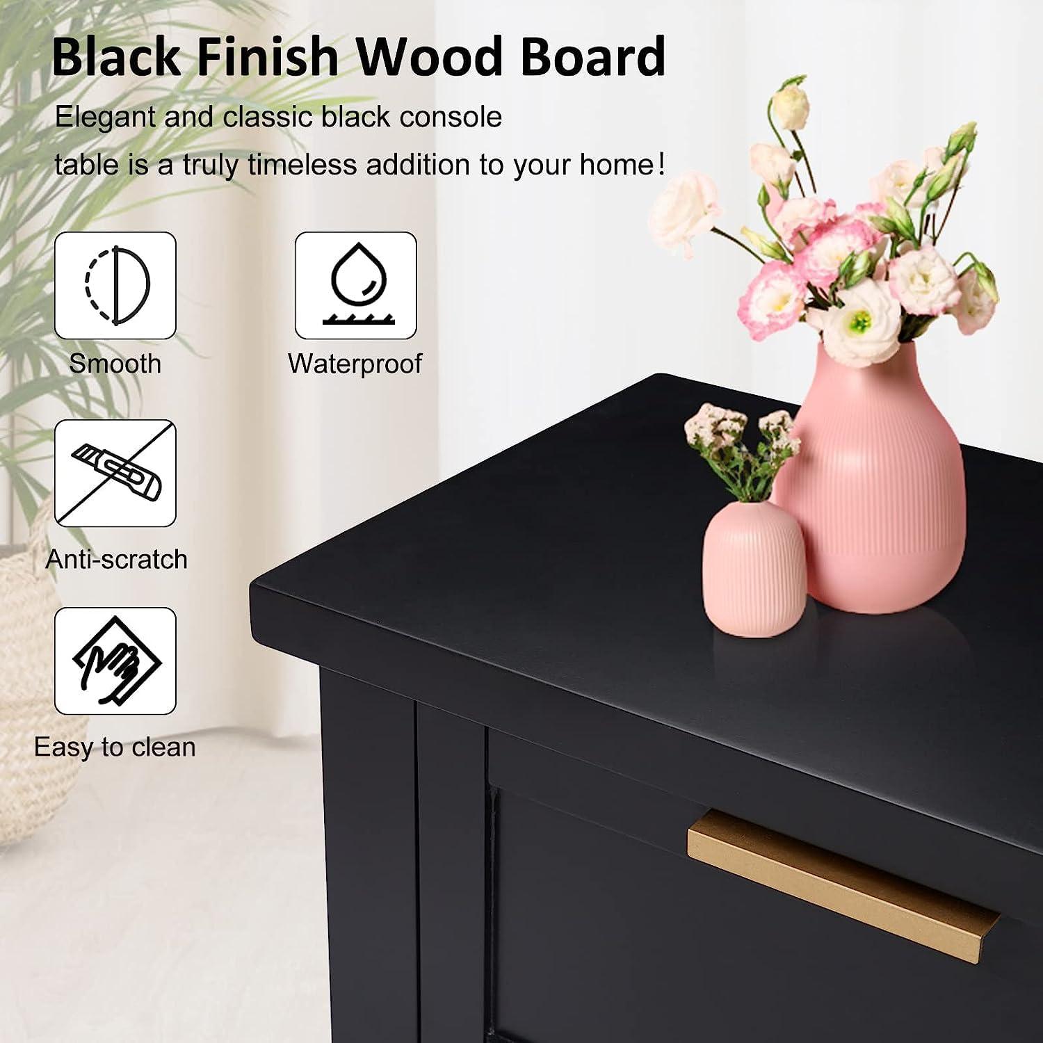 Kinfant Morden Console Table with Drawers, Narrow Sofa Table with Storage Shelf for Living Room, Entryway, Hallway, Black