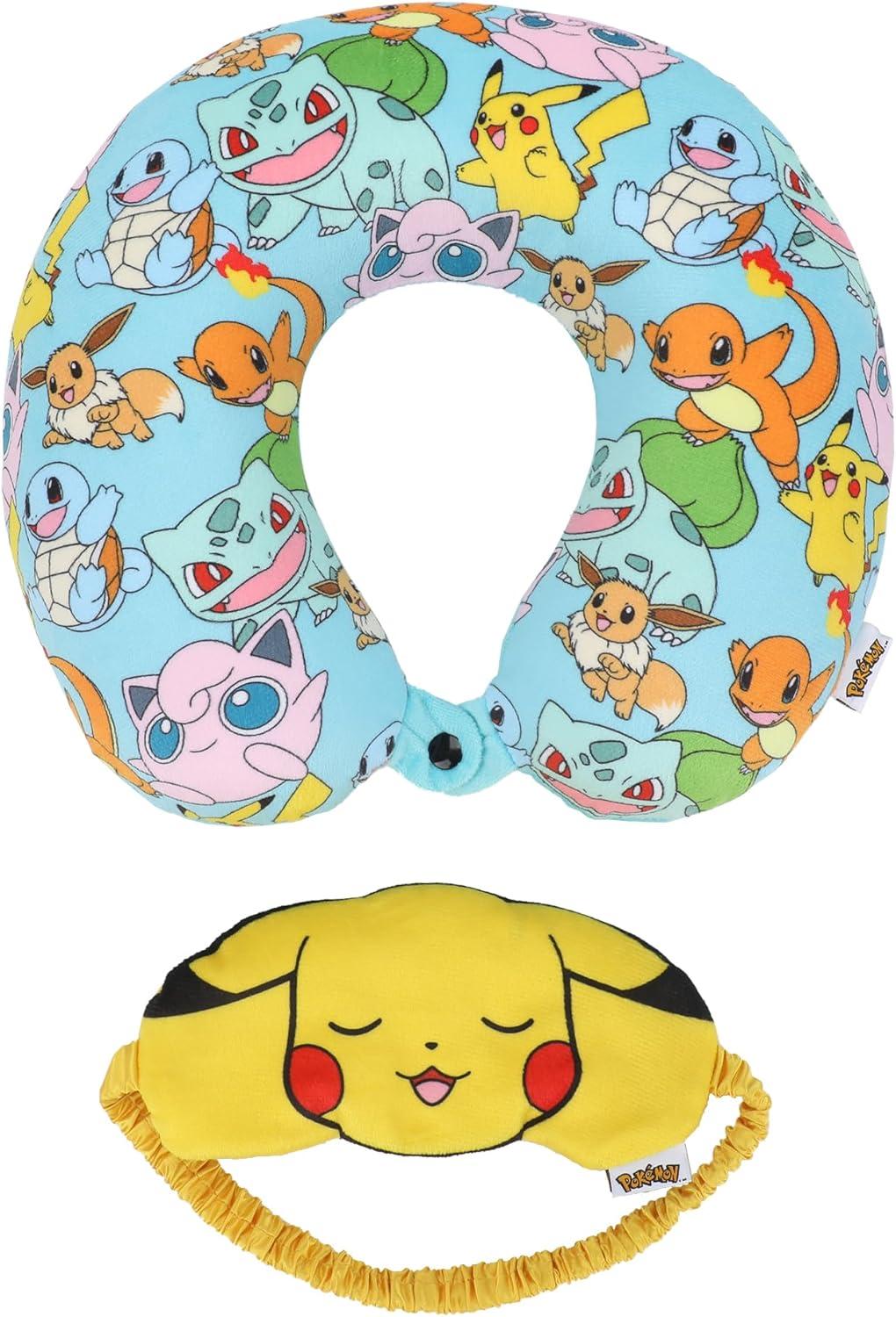 Pokemon Pikachu 2-Piece Eye Mask & Neck Pillow Travel Set