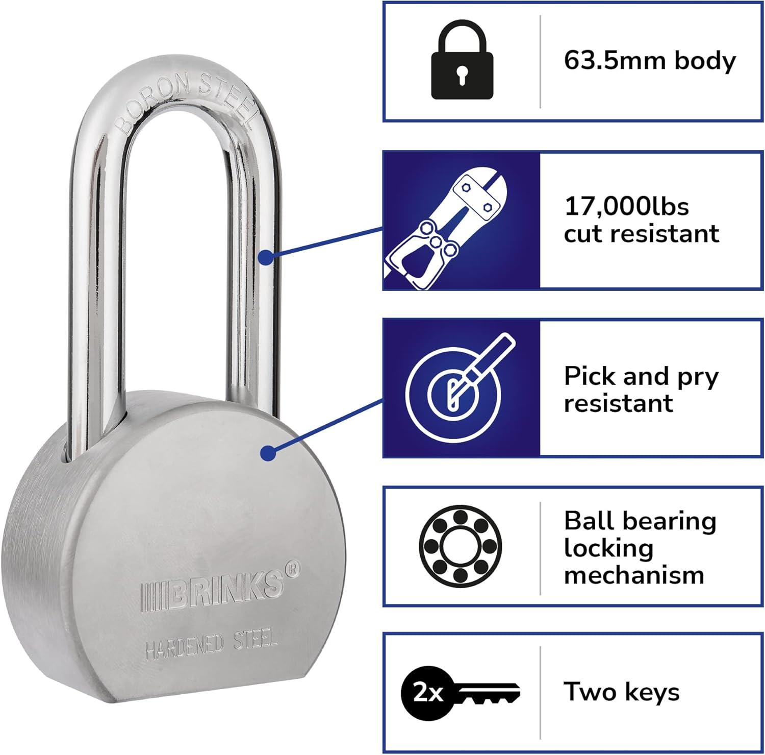 Brinks 2.5'' Silver Steel Keyed Padlock with Brass Key