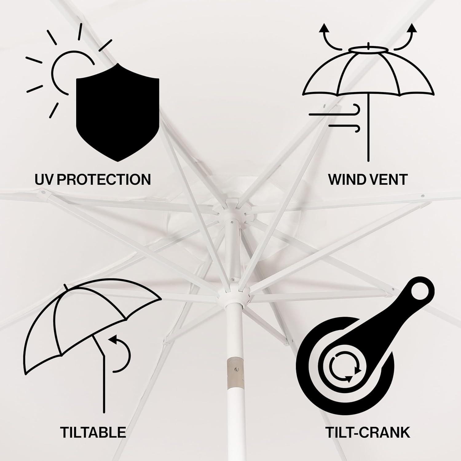 Arlmont & Co. Taveon 9 ft. Classic MidCentury Market Patio Umbrella with UV Protection, Auto-Tilt, and Crank | Wayfair